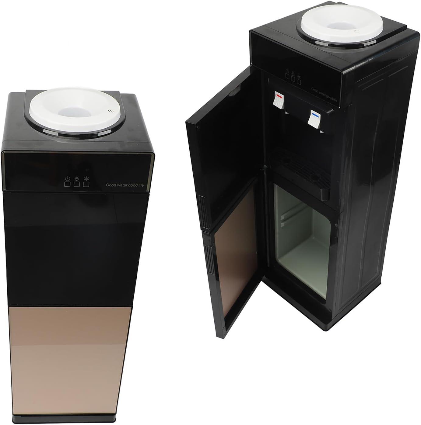 Top Loading Water Cooler Dispenser, Freestanding Hot and Cold Water Cooler Dispenser Desktop Electric Water Cooler Machine with Storage Cabinet for Home Office Use