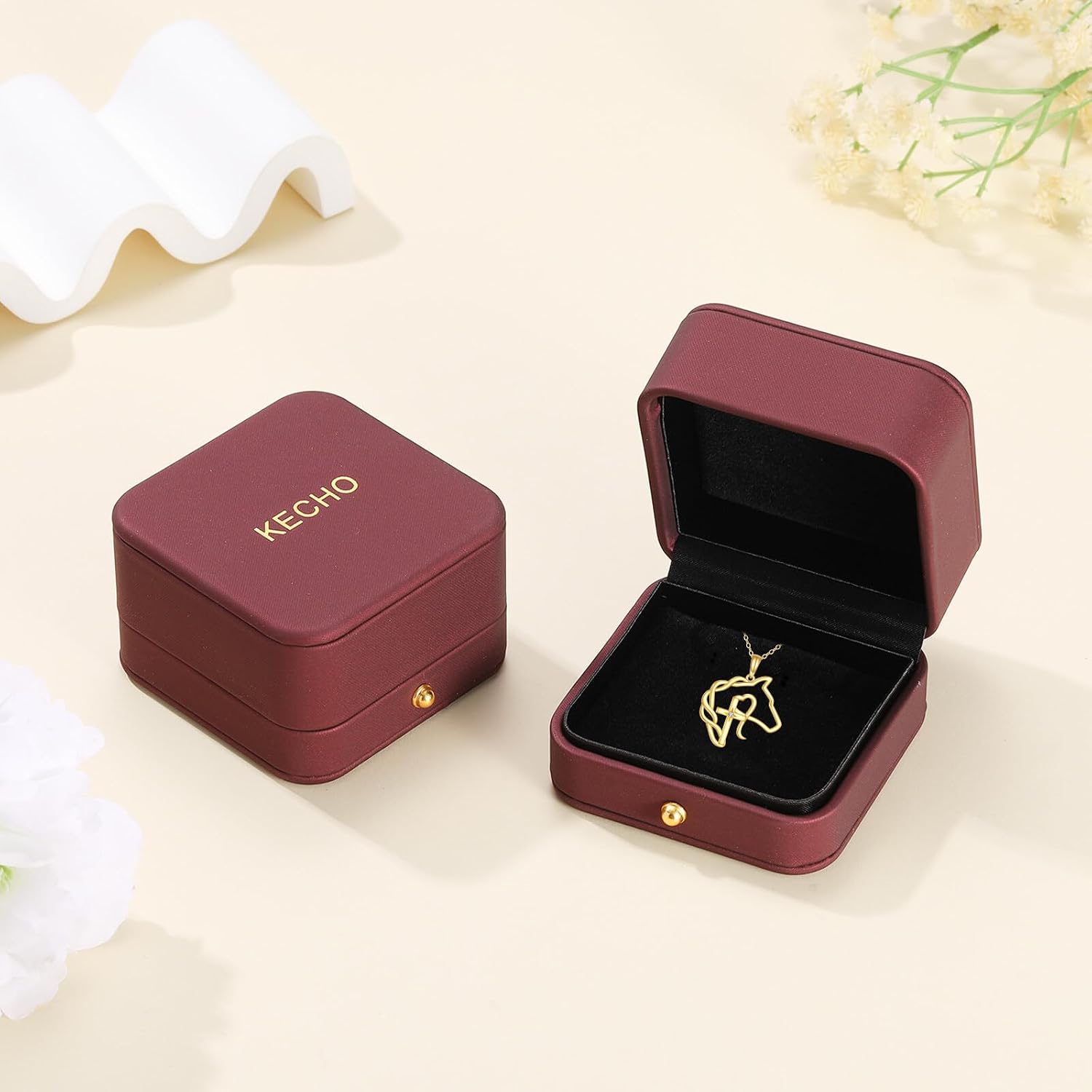 KECHO Christmas Gifts 14k Solid Gold Animals Necklace for Women Giraffe Bee Elephant Ladybug Koala Axolotl Horse Unicorn Cat Necklaces Pendant Jewelry Mothers Day Birthday for Mom Wife Friends
