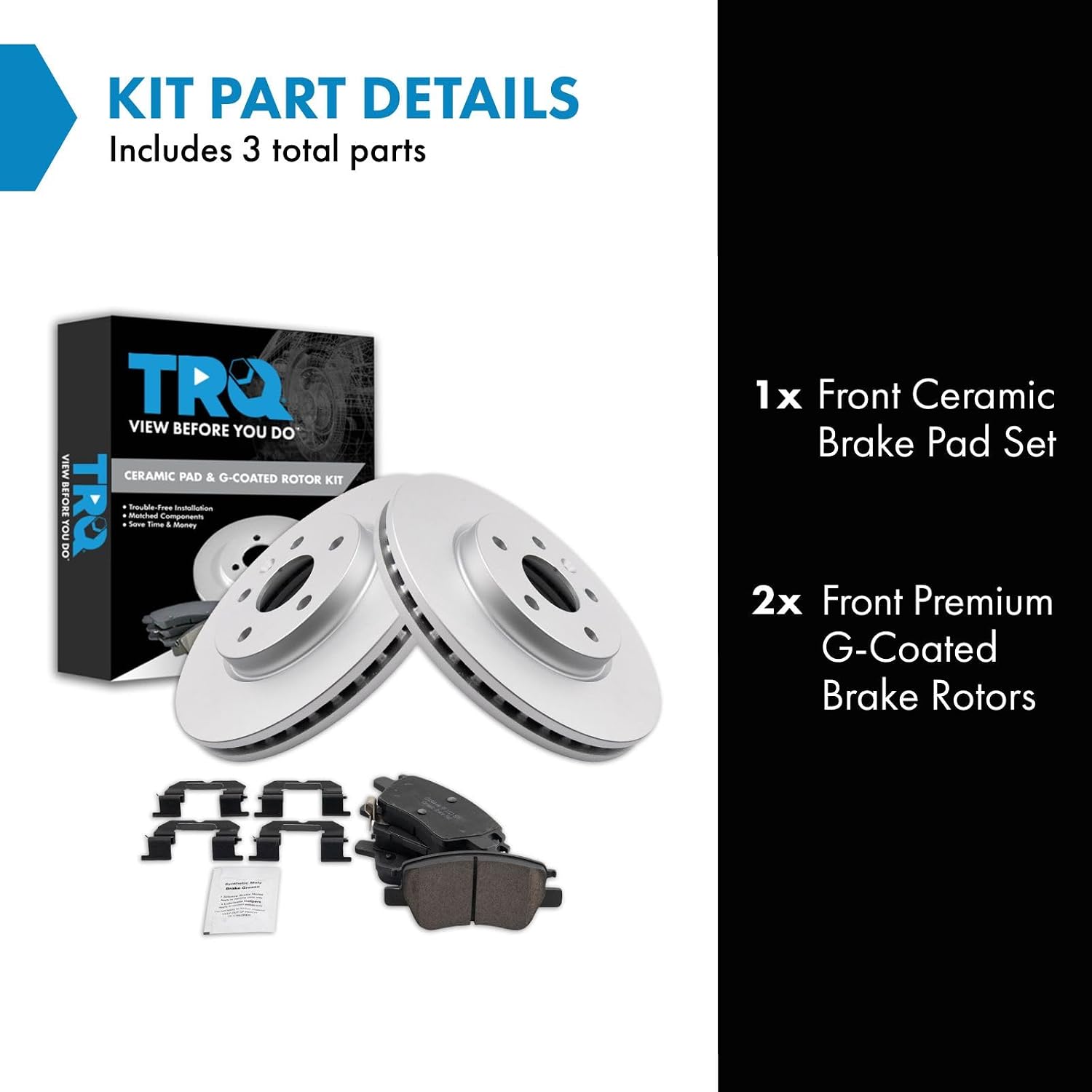 TRQ Front Brake Pad and Rotor Set Ceramic G Coated Rotors Compatible with 2017-2021 Chevrolet Bolt EV 2016-2019 Cruze 2016-2019 Volt