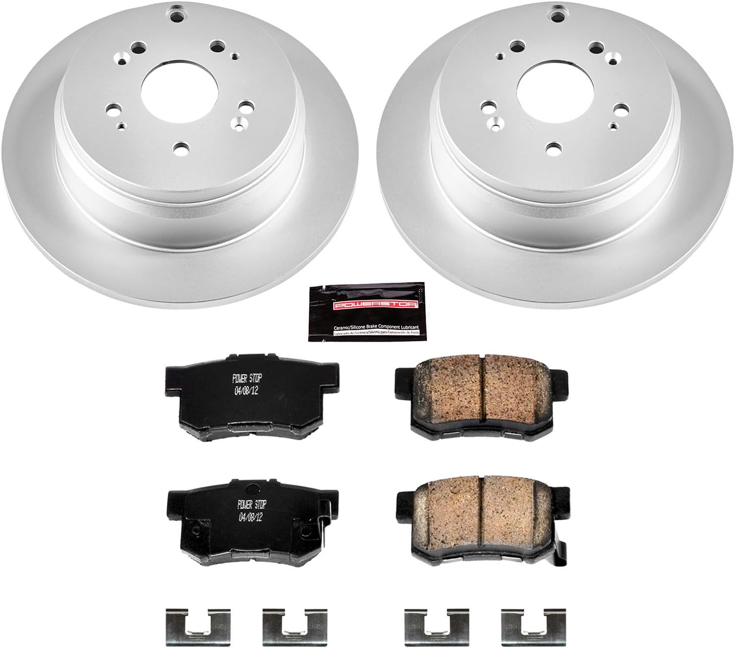PowerStop Rear Brake Kit for Acura RDX 2007-12 - Fully-Coated Disc Rotors with Z17 Ceramic Brake Pads Replacement, CRK3098