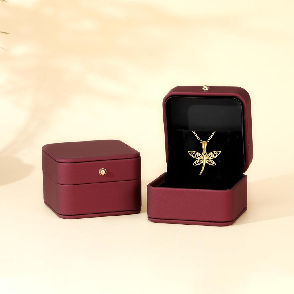 DOVRAN Real Solid Gold Birthstone Butterfly/Dragonfly/Bee/Hummingbird Necklace for Women Yellow Gold Animal Pendant for Christmas Dainty Jewelry Birthday Gifts for Mom Wife