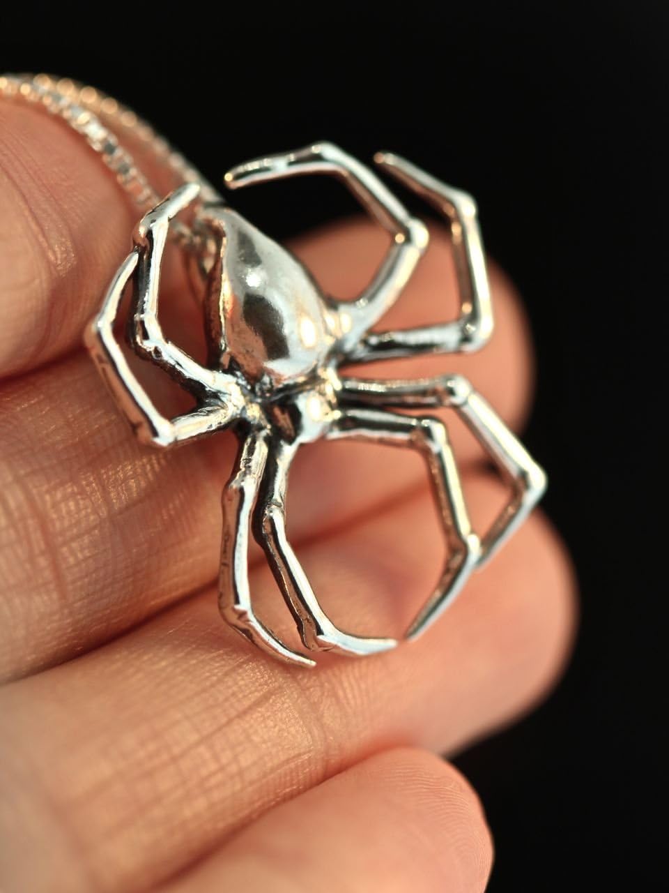 Spider Necklace Silver Large Silver Spider Charm Spider Pendant Spider Jewelry Silver Spider Halloween Jewelry Insect Jewelry Bug