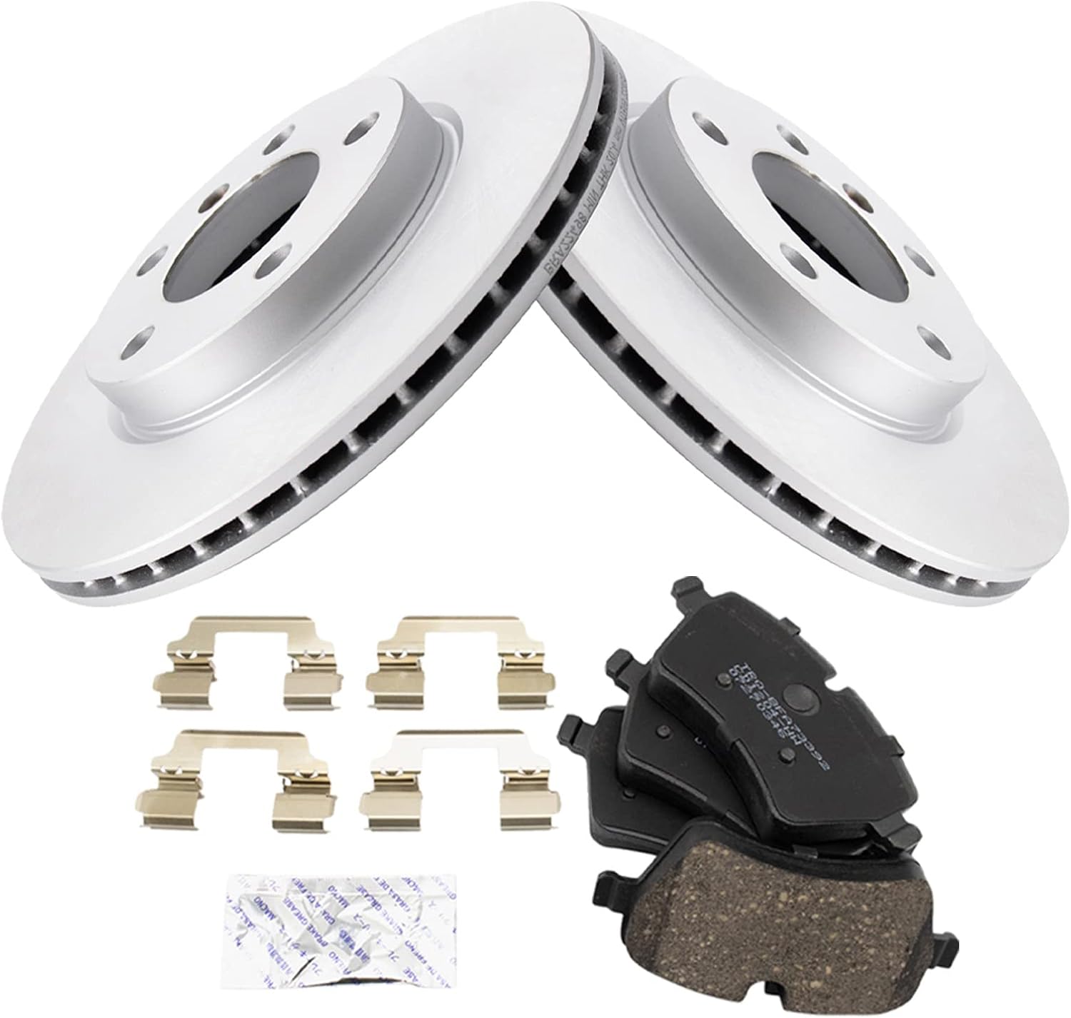 TRQ Front Brake Pad and Rotor Set Ceramic Vented G Coated Rotors Compatible with 2011-2016 Mini Cooper Countryman 2013-2016 Cooper Paceman