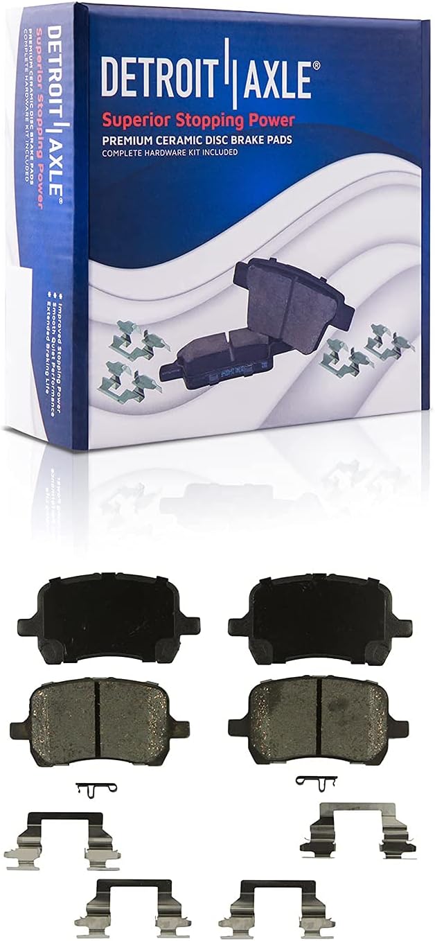 Detroit Axle - Brake Kit for Chevy Malibu Saturn Aura Pontiac G6, 11.65'' inch Front & 10.63'' inch Rear Drilled and Slotted Disc Brake Rotors Ceramic Brake Pads Wheel Lug Nuts Replacement