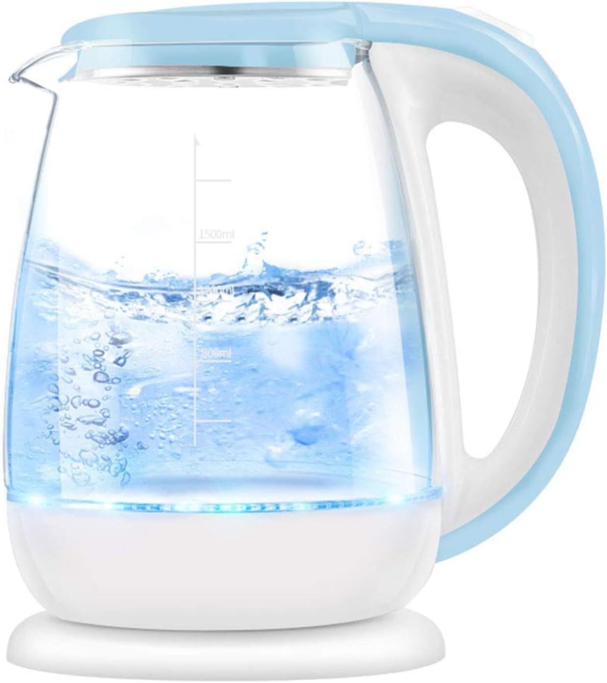 Eco Glass Electric Kettle, 1.8L Cordless Water Kettle with Blue Led Illuminated, Tea Water Kettle, Auto Shut-Off & Boil-Dry Protection, Stainless Steel Inner,Blue