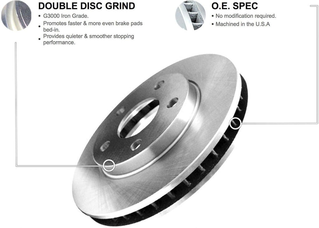 R1 Concepts Front and Rear Brake Kit Fits 2017-2020 Hyundai Elantra| Ceramic Pads, Blank Rotors| Hardware| 11.0' Front & 10.3' Rear