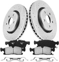 Brake Pads And Rotors Kit Compatible With 2011-2016 Jeep Grand Cherokee, 350mm(13.8in), Heavy Duty Brakes, with police package, Front Automotive Replacement Brake Kits Drilled Slotted Geomet