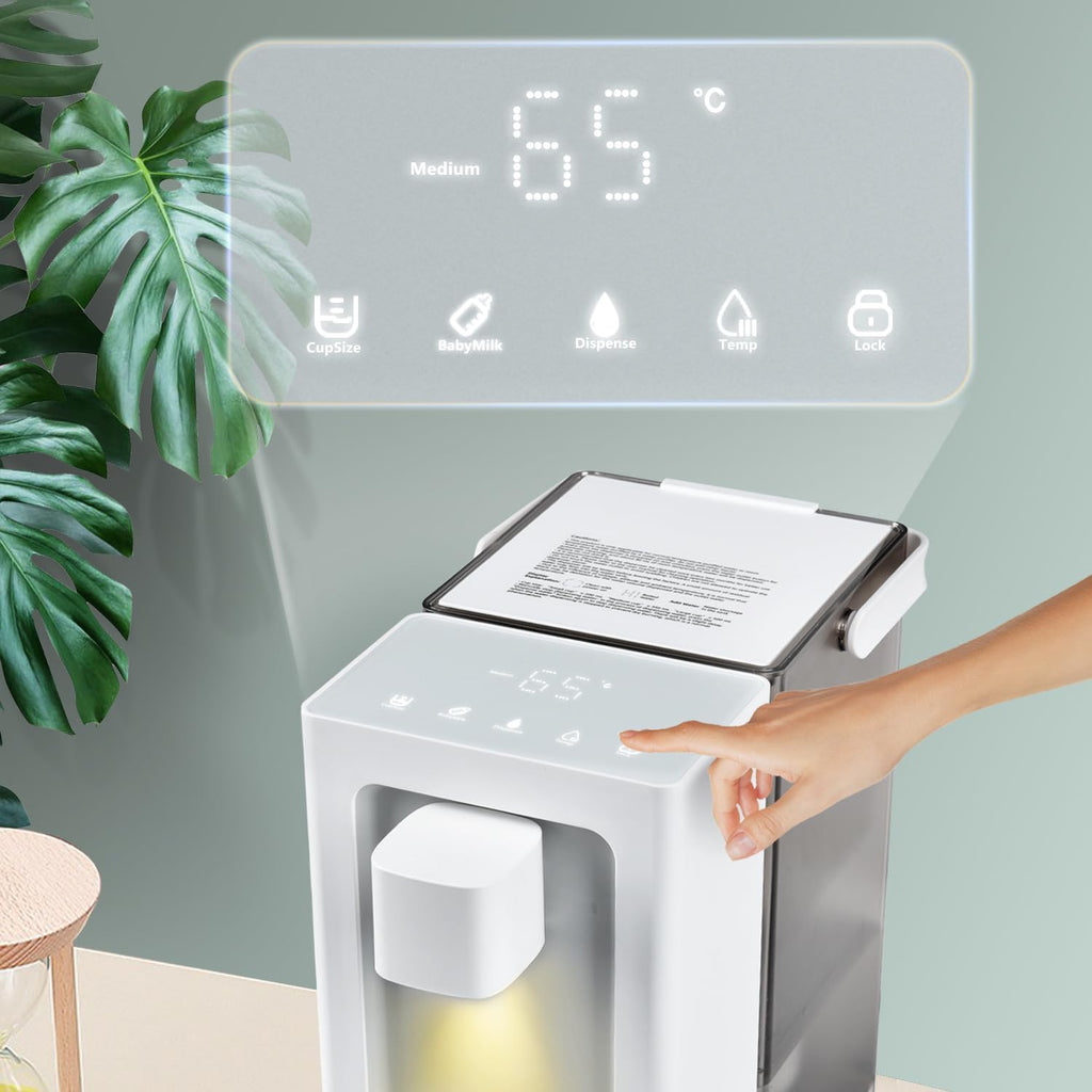 Instant Hot Water Filter Dispenser,3L Super Large Water Tank,Powerful Countertop Water Filter System,Instant Heating in 3 Seconds,Smart Touch Screen with,2 Filter Element,White