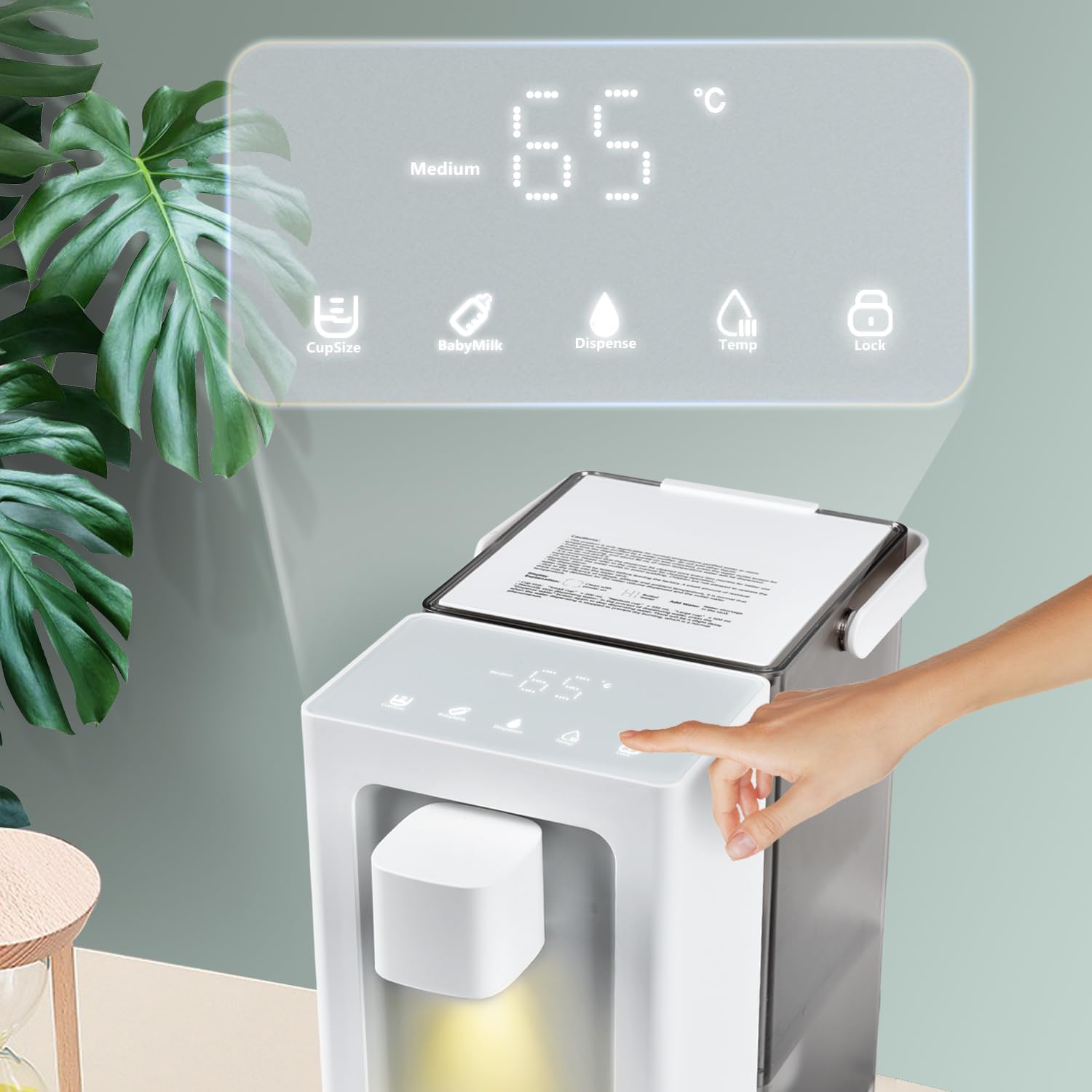 Instant Hot Water Filter Dispenser,3L Super Large Water Tank,Powerful Countertop Water Filter System,Instant Heating in 3 Seconds,Smart Touch Screen with,2 Filter Element,White