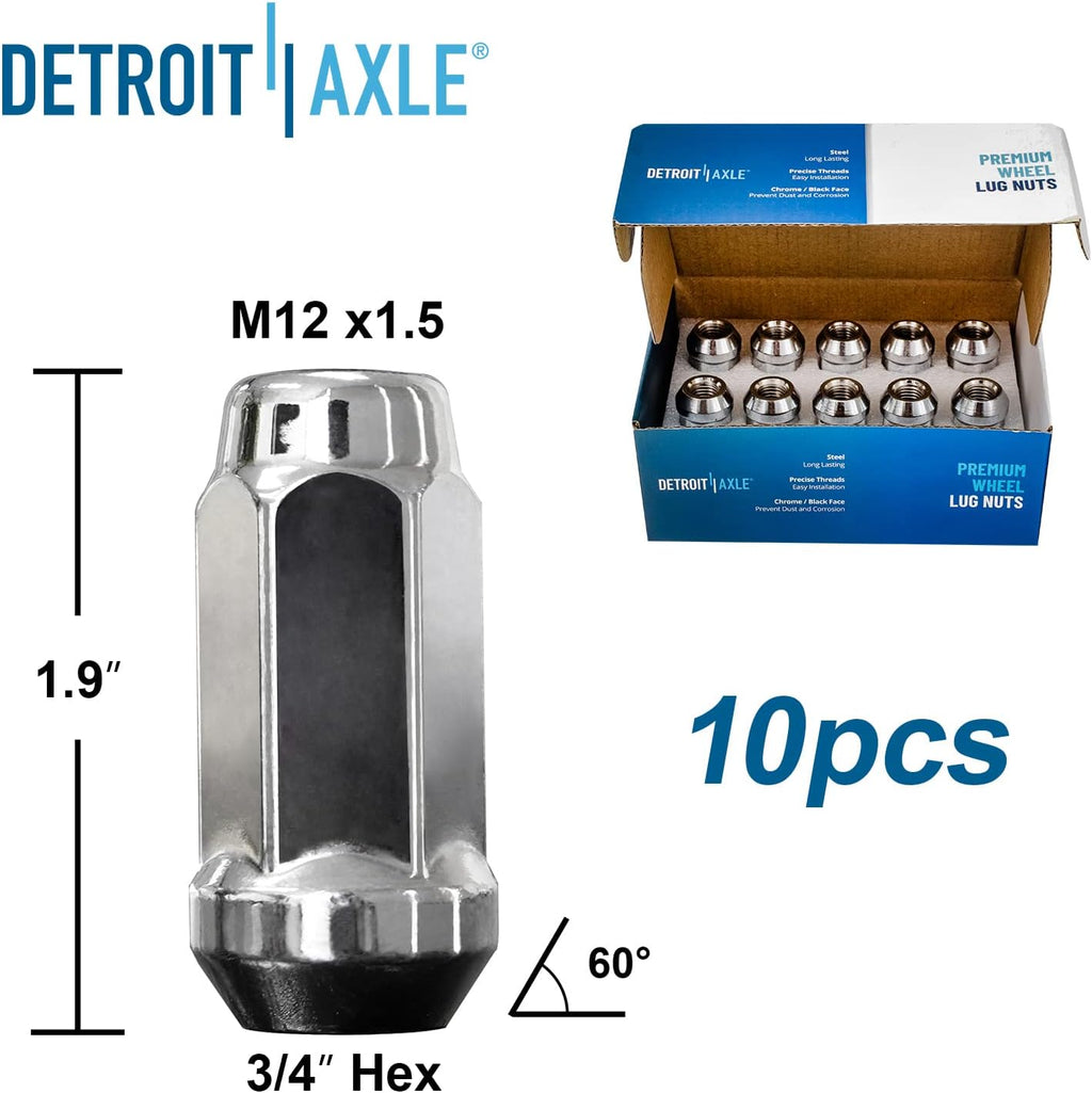 Detroit Axle - Brake Kit for Chevy Malibu Saturn Aura Pontiac G6, 11.65'' inch Front & 10.63'' inch Rear Drilled and Slotted Disc Brake Rotors Ceramic Brake Pads Wheel Lug Nuts Replacement