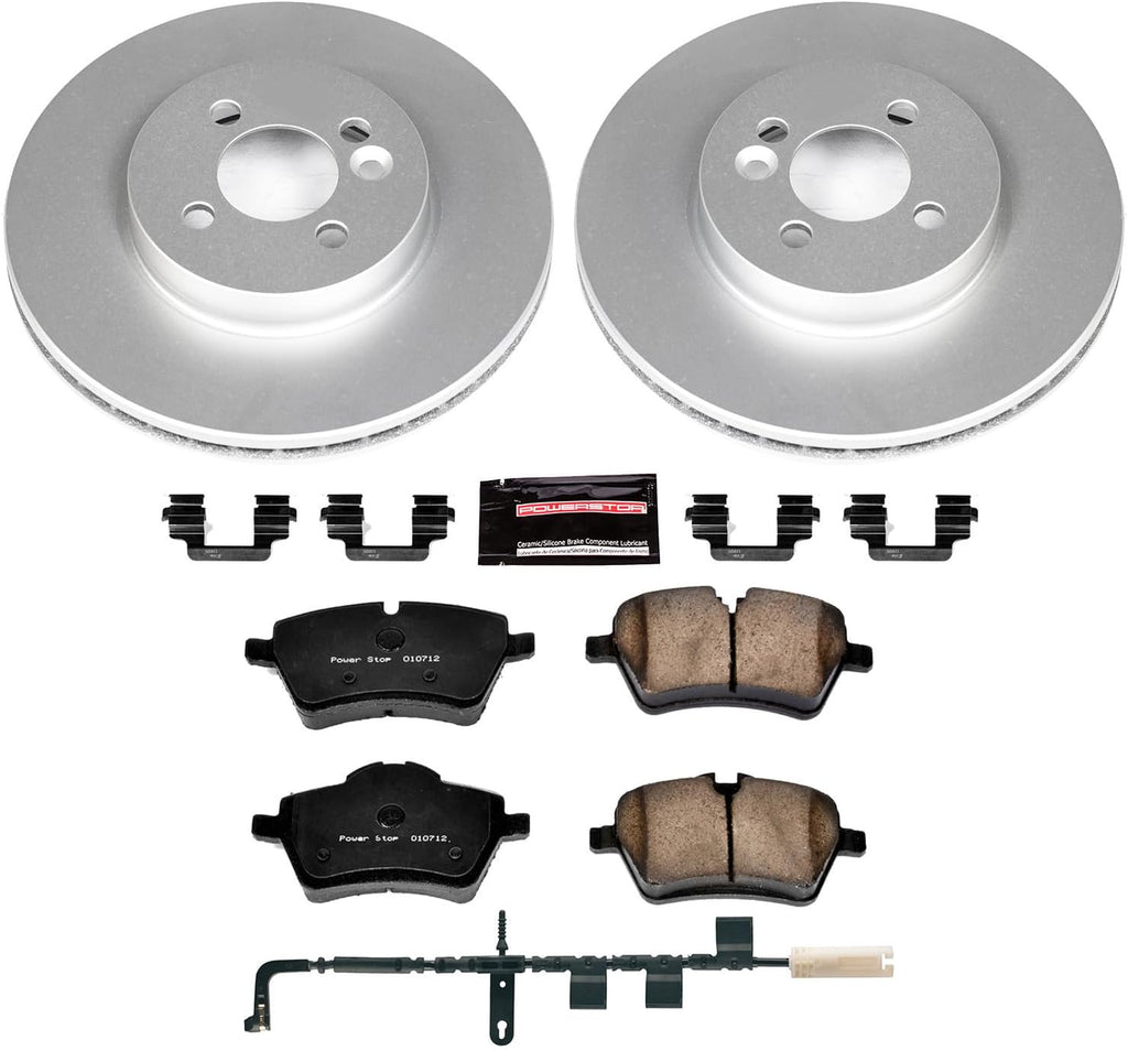 PowerStop Front Brake Kit for Mini Cooper 2007-10 - Fully-Coated Disc Rotors with Z23 Carbon-Fiber Ceramic Brake Pads Upgrade, CRK6068