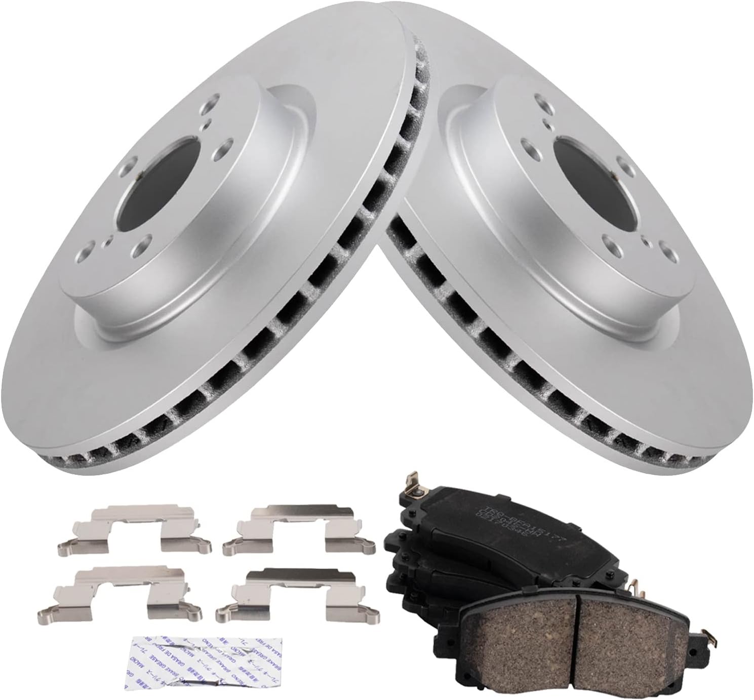 TRQ Front Brake Pad and Rotor Set Ceramic Coated Vented Rotors Compatible with 2017-2019 Subaru Impreza
