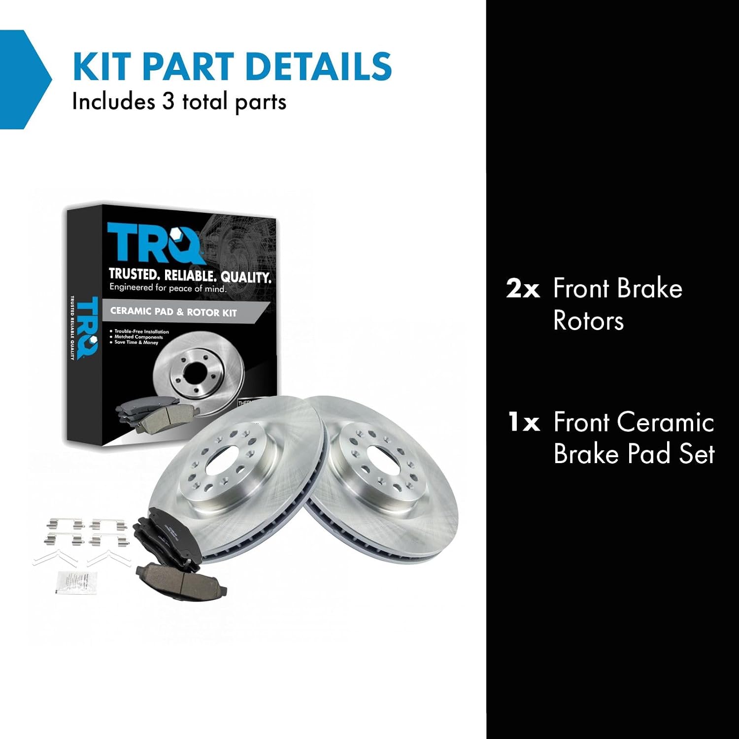 TRQ Front Brake Pad and Rotor Set Ceramic Vented Rotors Compatible with 2018-2019 Buick Enclave 2017-2020 Cadillac XT5 2020 XT6