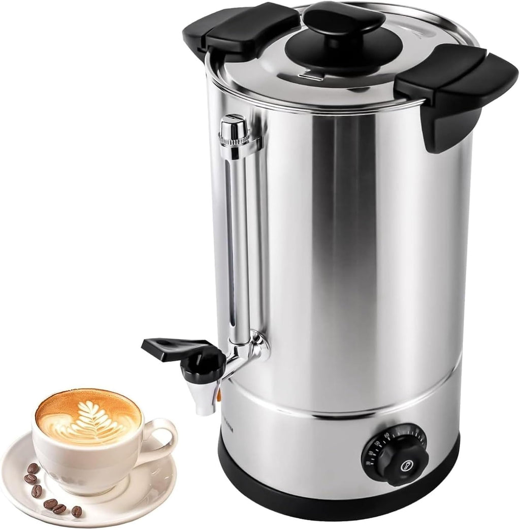 Stainless Steel Coffee Bucket Commercial Hot Kettle Water Dispenser With Lid And Spout For Parties Office Catering Events Meeting Rooms(10L)