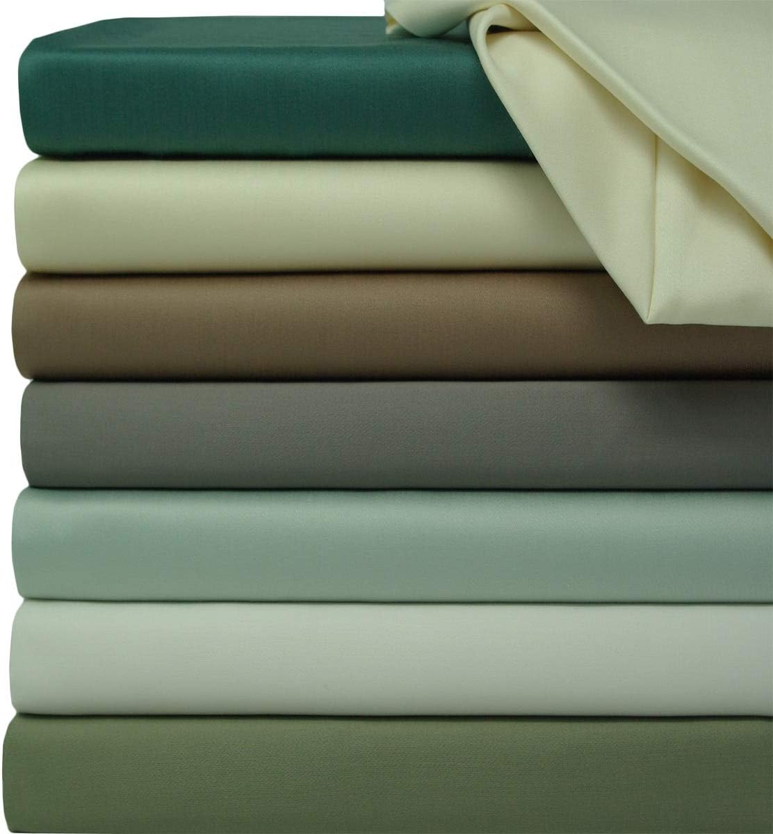 Solid 600-Thread-Count, 100-Percent Bamboo Viscose, Super Soft and Cool California King Bed Sheets Set, Calliste Green