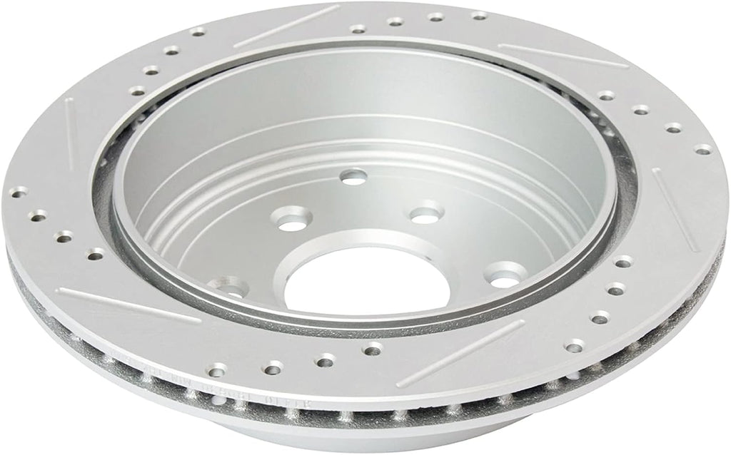 TRQ Performance Rear Brake Pad and Rotor Set Ceramic Drilled Slotted G Coated Rotors Compatible with 2005-2019 Nissan Frontier 2005-2015 Xterra 2009-2012 Suzuki Equator