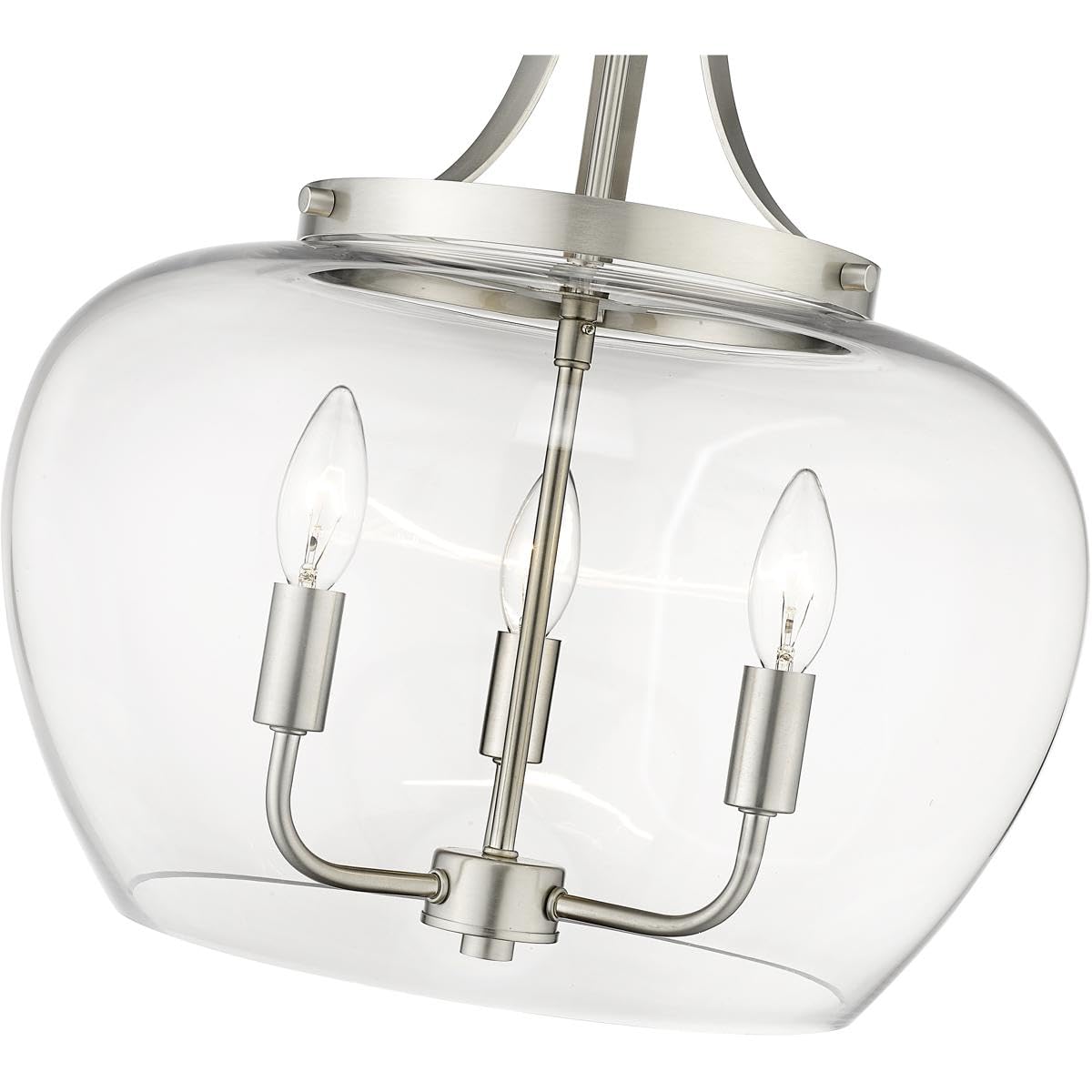 Joliet 3 Light Pendant, Brushed Nickel and Clear