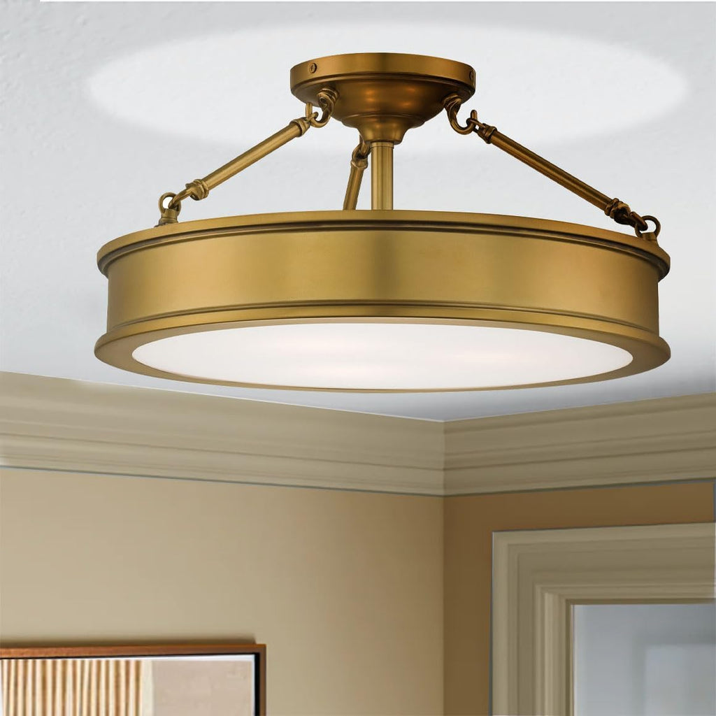 Minka Lavery 4177-249 Harbour Point Semi-Flush, 3-Light, 300 Total Watts, 19-in H x 9.75-in W, Liberty Gold