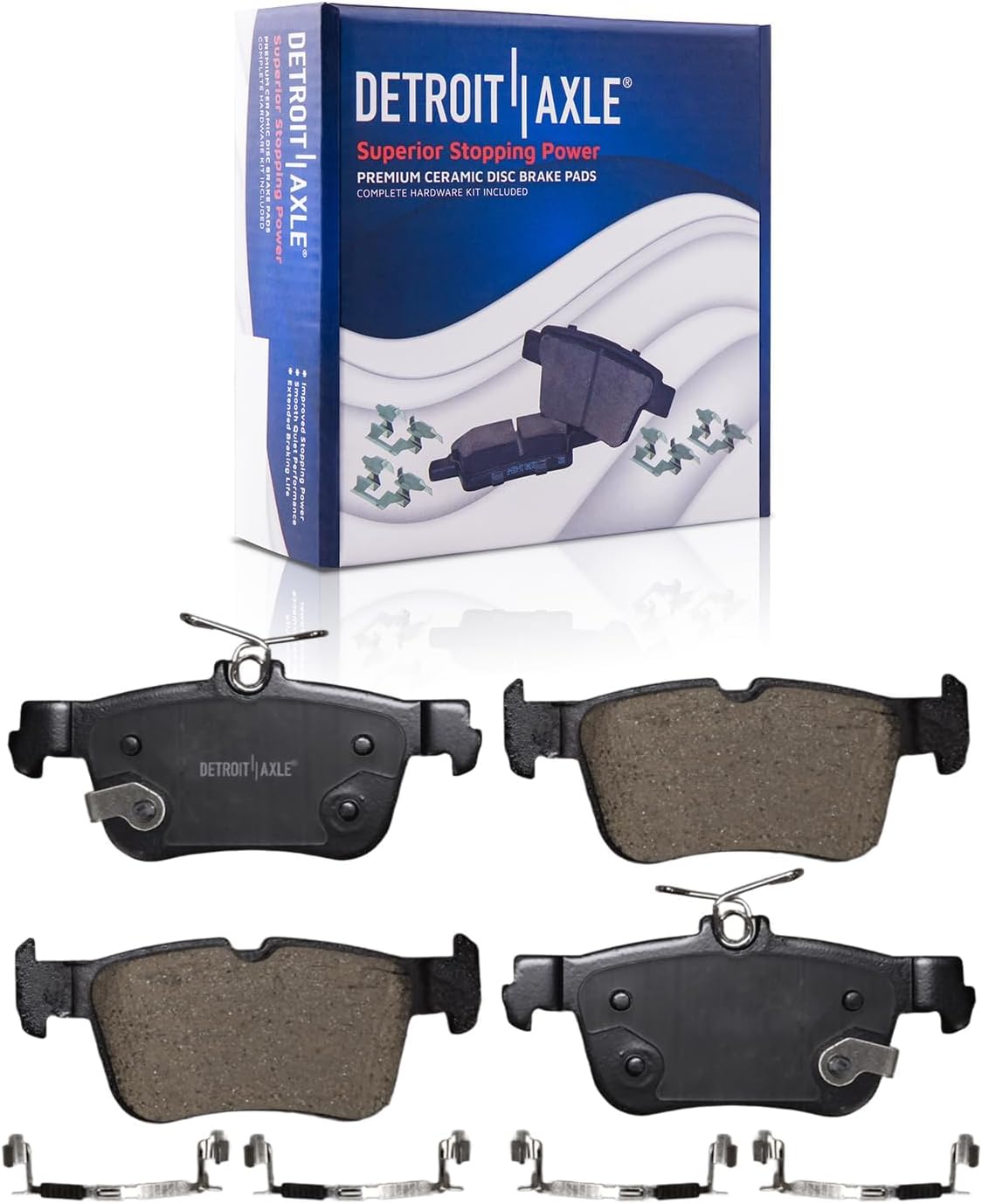 Detroit Axle - Brake Kit for Ford 21-23 Mustang Mach-E 14.25' inch Front and 12.44' inch Rear Disc Brake Rotors Ceramic Brakes Pads with Hardware 2021 2022 2023 Replacement