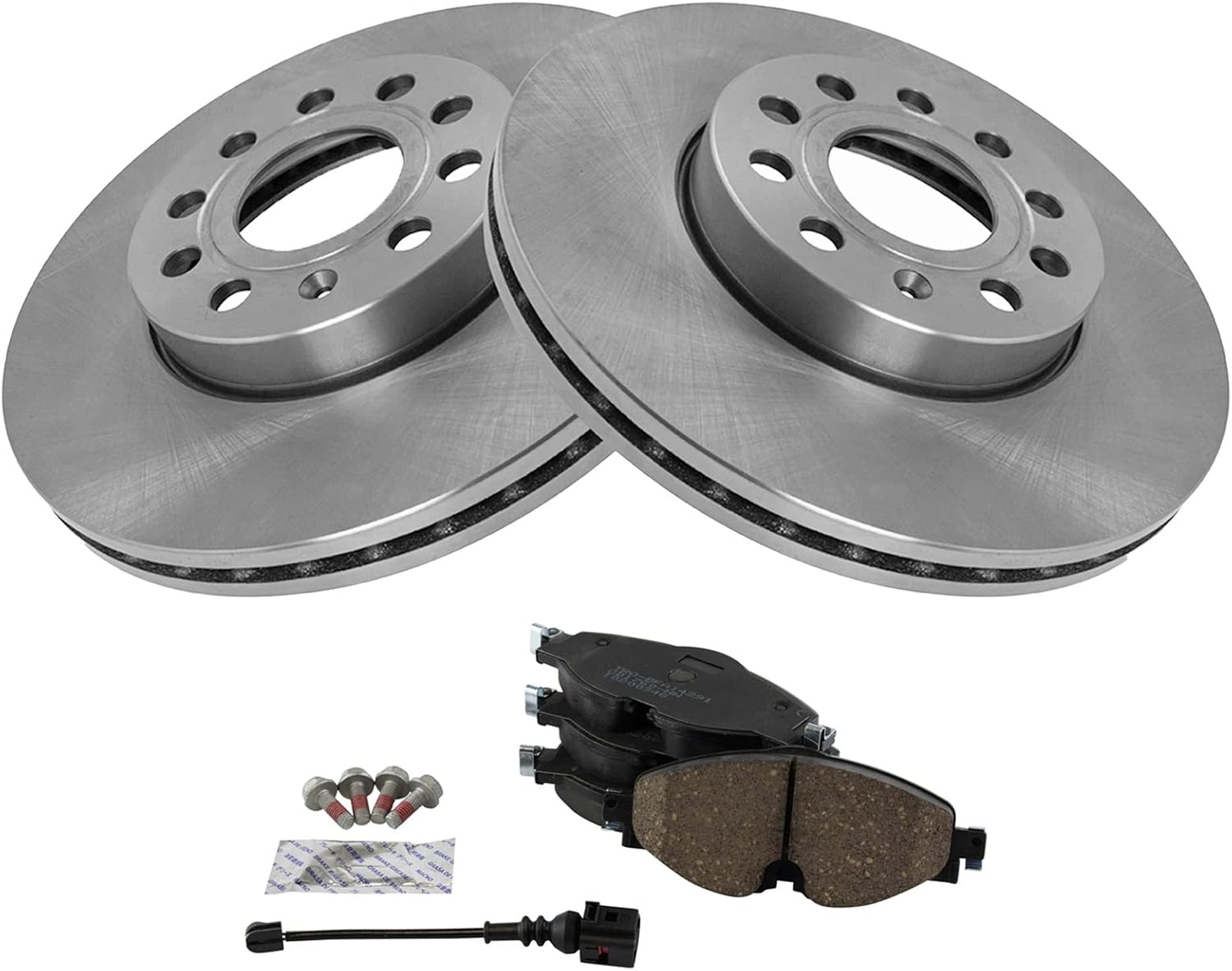 TRQ Front Ceramic Brake Pad & Rotor Kit Compatible with 2019-23 Volkswagen Jetta 2015-21 VW Golf 2015-19 VW Golf SportWagen 2015-16 Audi A3 TDI 2015-19 VW e-Golf & More