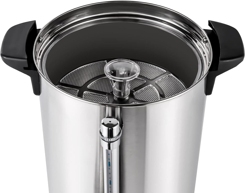 Stainless Steel Electric Coffee Urn - 10L Commercial Tea & Coffee Maker, Hot Water Dispenser for Home, Cafes, Buffets, Offices, Hotels & Events, Adjustable 30-110°C