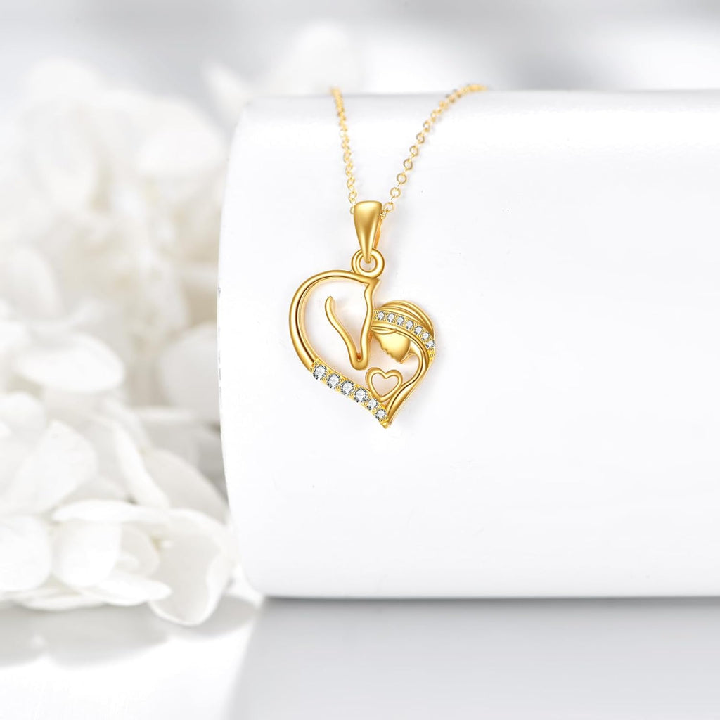 KECHO Christmas Gifts 14k Solid Gold Animals Necklace for Women Giraffe Bee Elephant Ladybug Koala Axolotl Horse Unicorn Cat Necklaces Pendant Jewelry Mothers Day Birthday for Mom Wife Friends