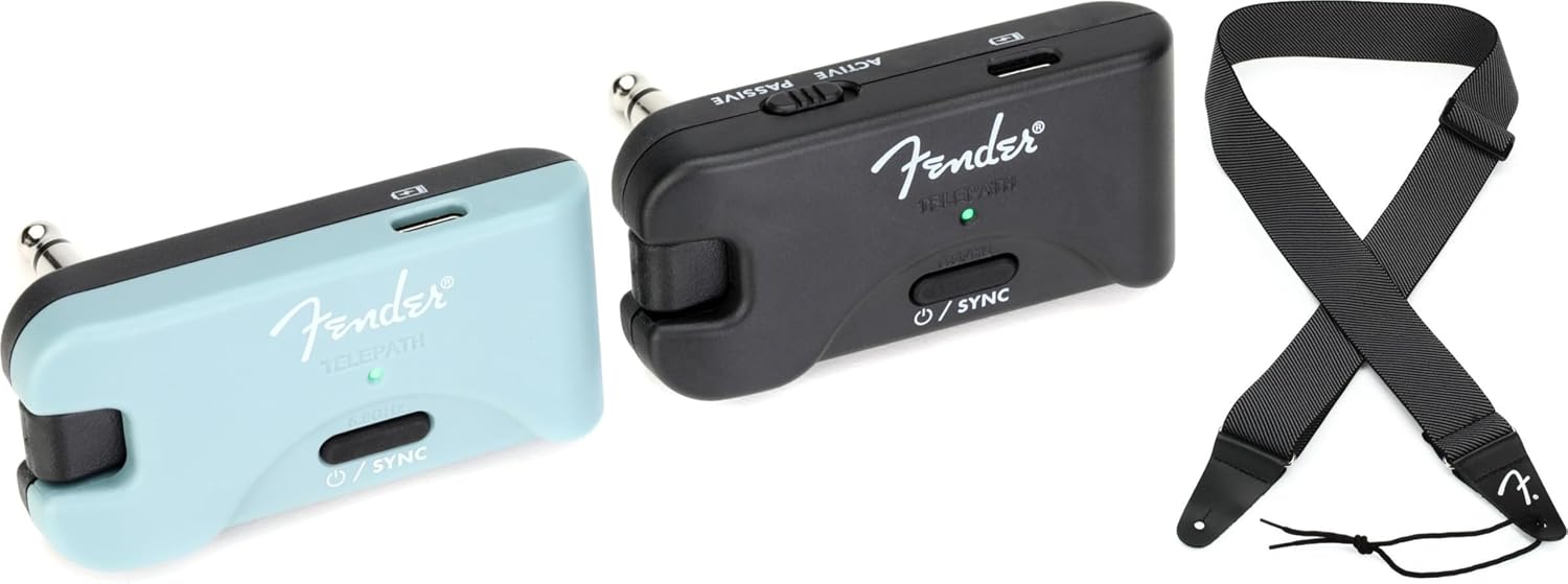 Fender Telepath Wireless Guitar System with Durable Guitar Strap - High-Quality Wireless Audio Transmission for Electric and Acoustic Guitars - Reliable, Lightweight, and Easy To Use for PerfoRMErs