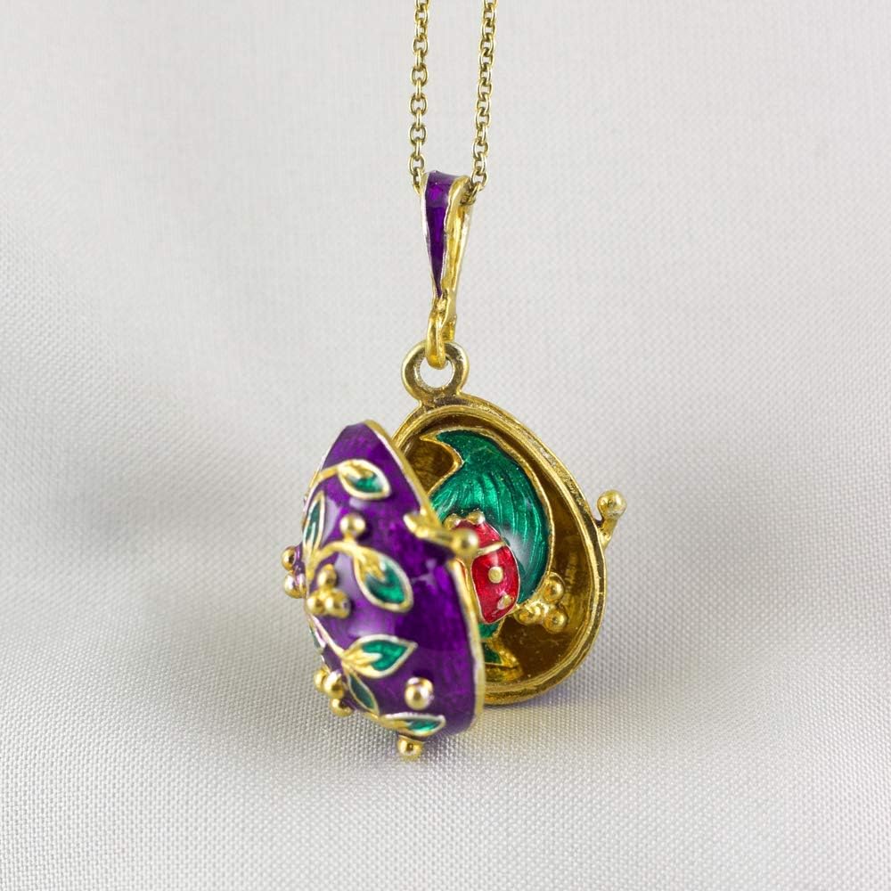 Locket Ladybug Surprise Red Green Enamel Jewelry Sterling Silver Gold Vermeil Necklace Pendant for Women