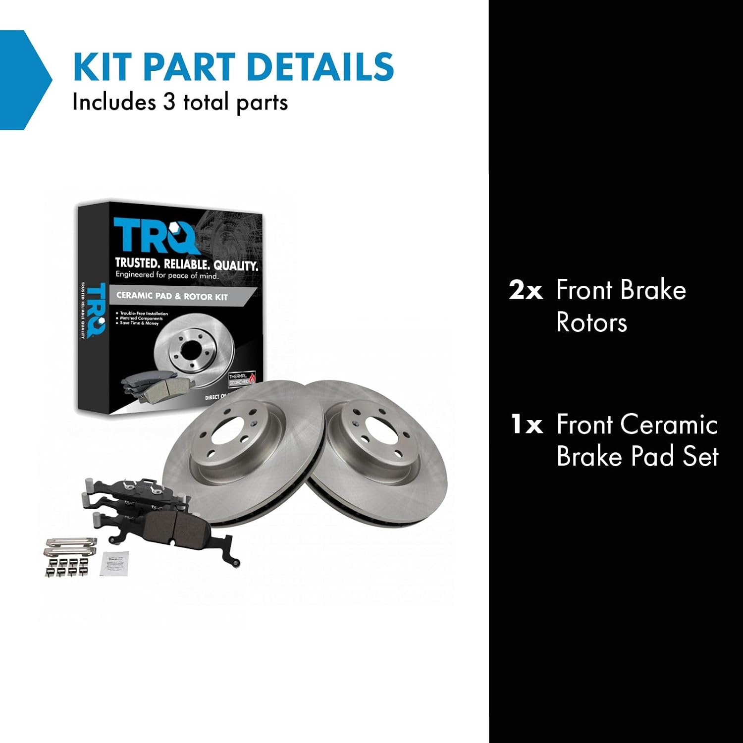 TRQ Front Ceramic Brake Pad and Rotor Set Compatible with 2017-2018 Audi A4 338mm Front Rotors 2017-2019 A4 allroad 2017-2018 A4 Quattro 2018-2019 A5 Quattro 2018-2019 A5 Sportback 2018 Q5