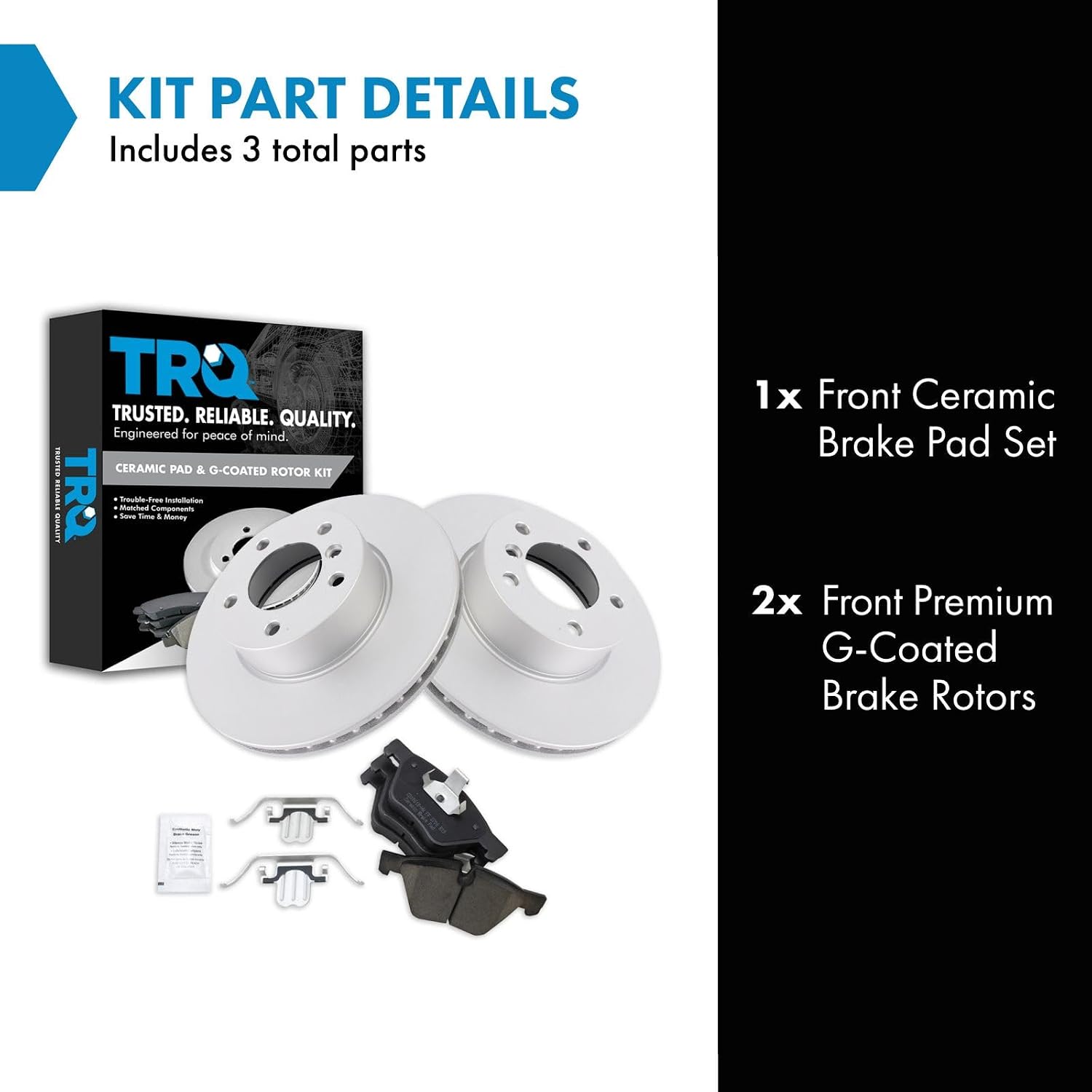 TRQ Front Brake Pad and Rotor Set Ceramic G Coated Vented Rotors Compatible with 2008-2013 BMW 128i 2006 325i 325xi 2007 328i 328xi