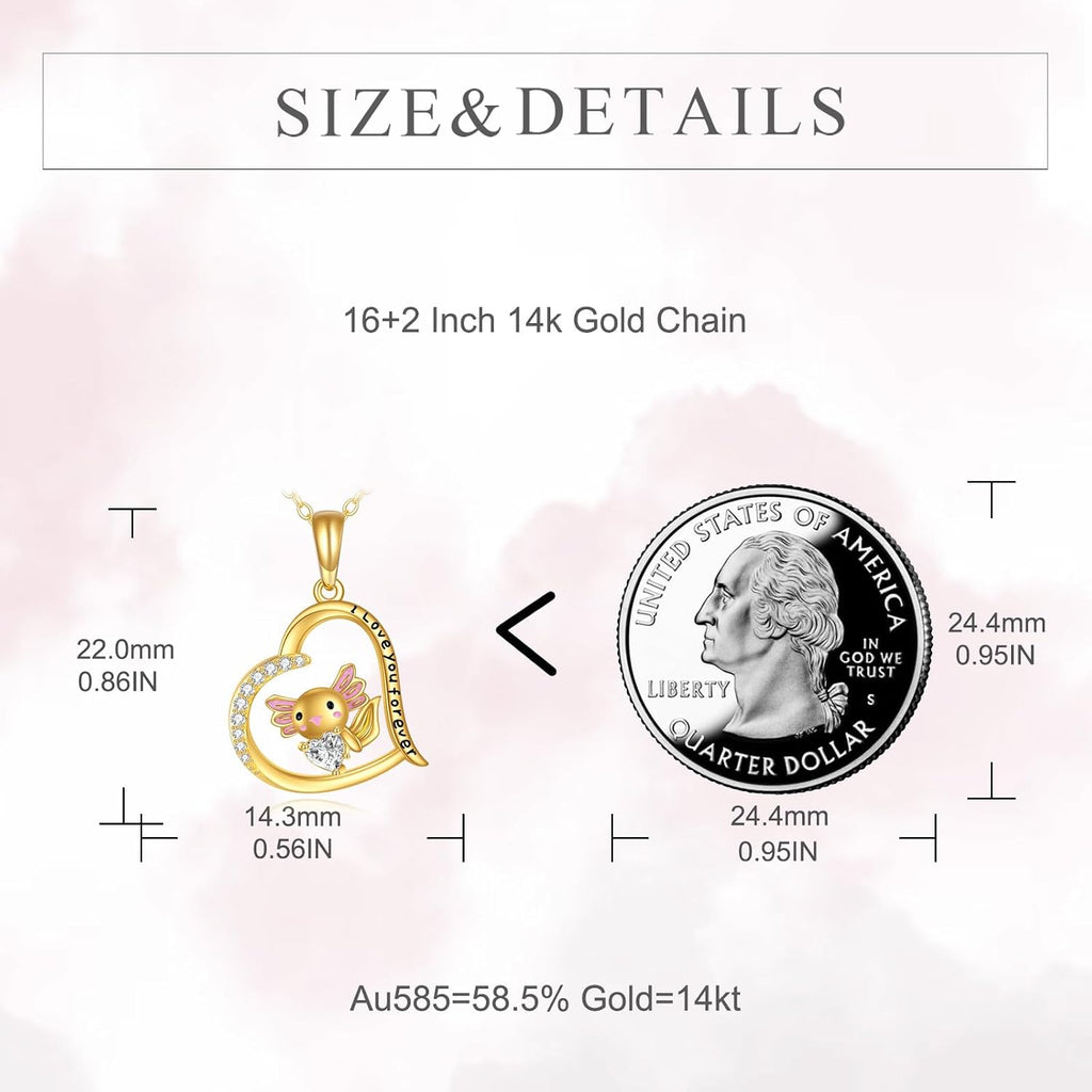 KECHO Christmas Gifts 14k Solid Gold Animals Necklace for Women Giraffe Bee Elephant Ladybug Koala Axolotl Horse Unicorn Cat Necklaces Pendant Jewelry Mothers Day Birthday for Mom Wife Friends