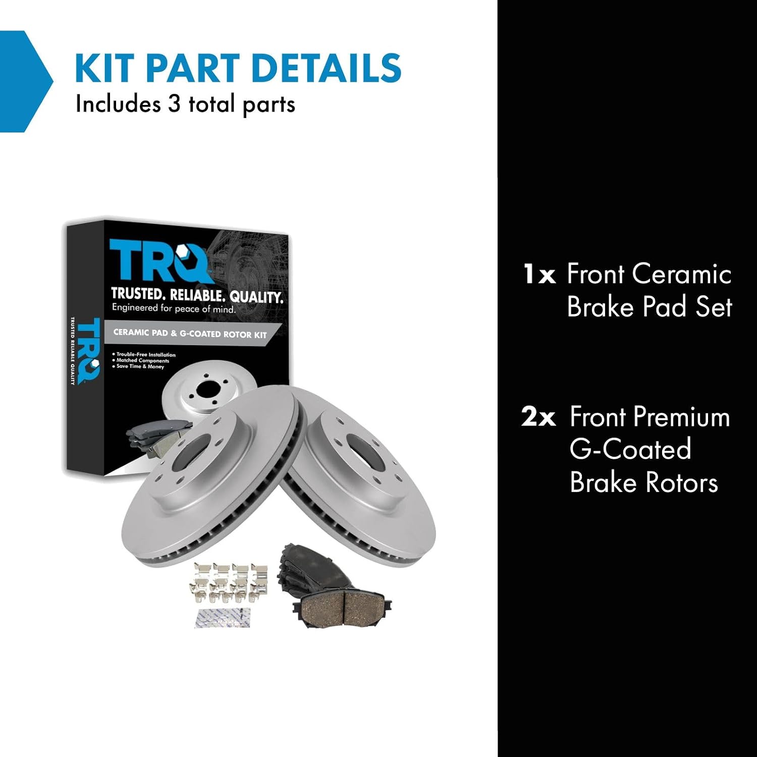 TRQ Front Brake Pad and Rotor Set Ceramic G Coated Vented Rotors Compatible with 2014-2017 Mazda 6