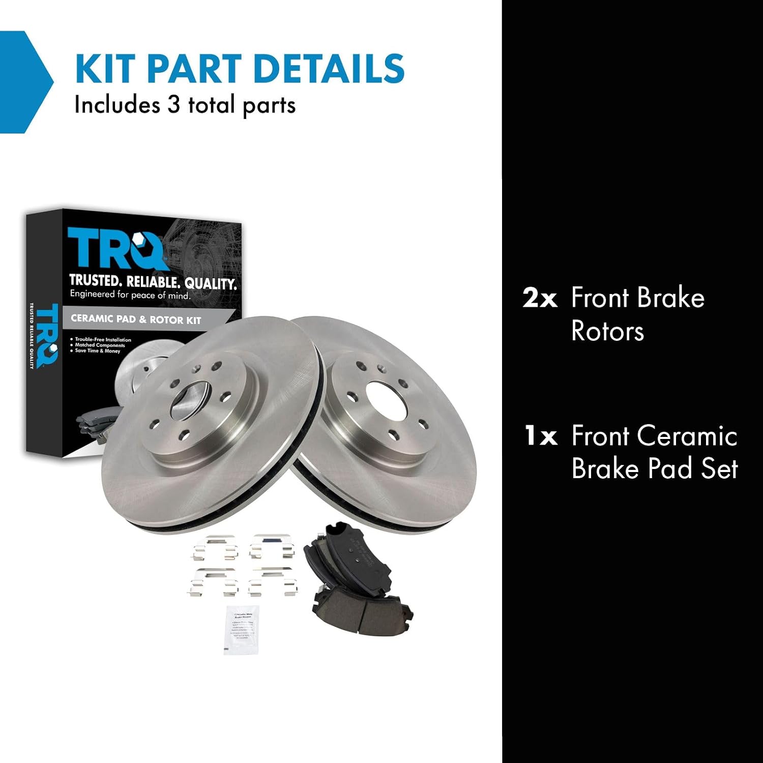TRQ Front Brake Pad and Rotor Set Ceramic Vented Rotors Compatible with 2011-2017 Chevrolet Caprice