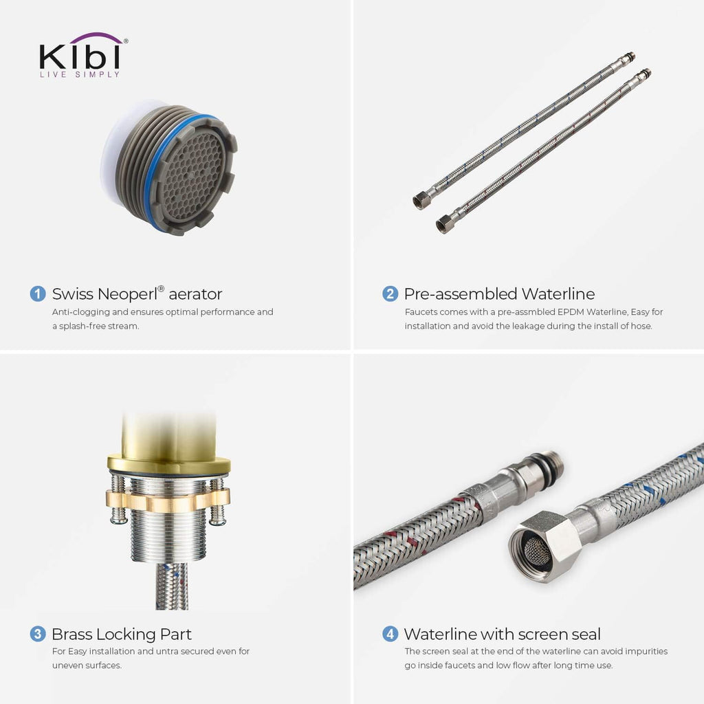 KIBI KBF1009 Solid Brass Single Handle Single Hole Circular Faucet for Bathroom Sink | High Arc Faucet Spout Design | Corrosion and Rust Resistant | Brushed Gold