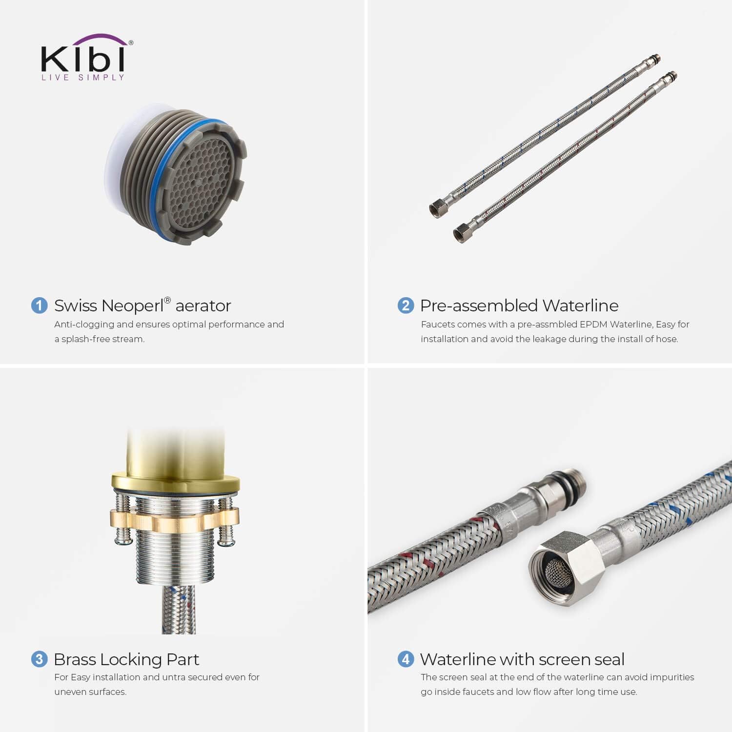 KIBI KBF1009 Solid Brass Single Handle Single Hole Circular Faucet for Bathroom Sink | High Arc Faucet Spout Design | Corrosion and Rust Resistant | Brushed Gold