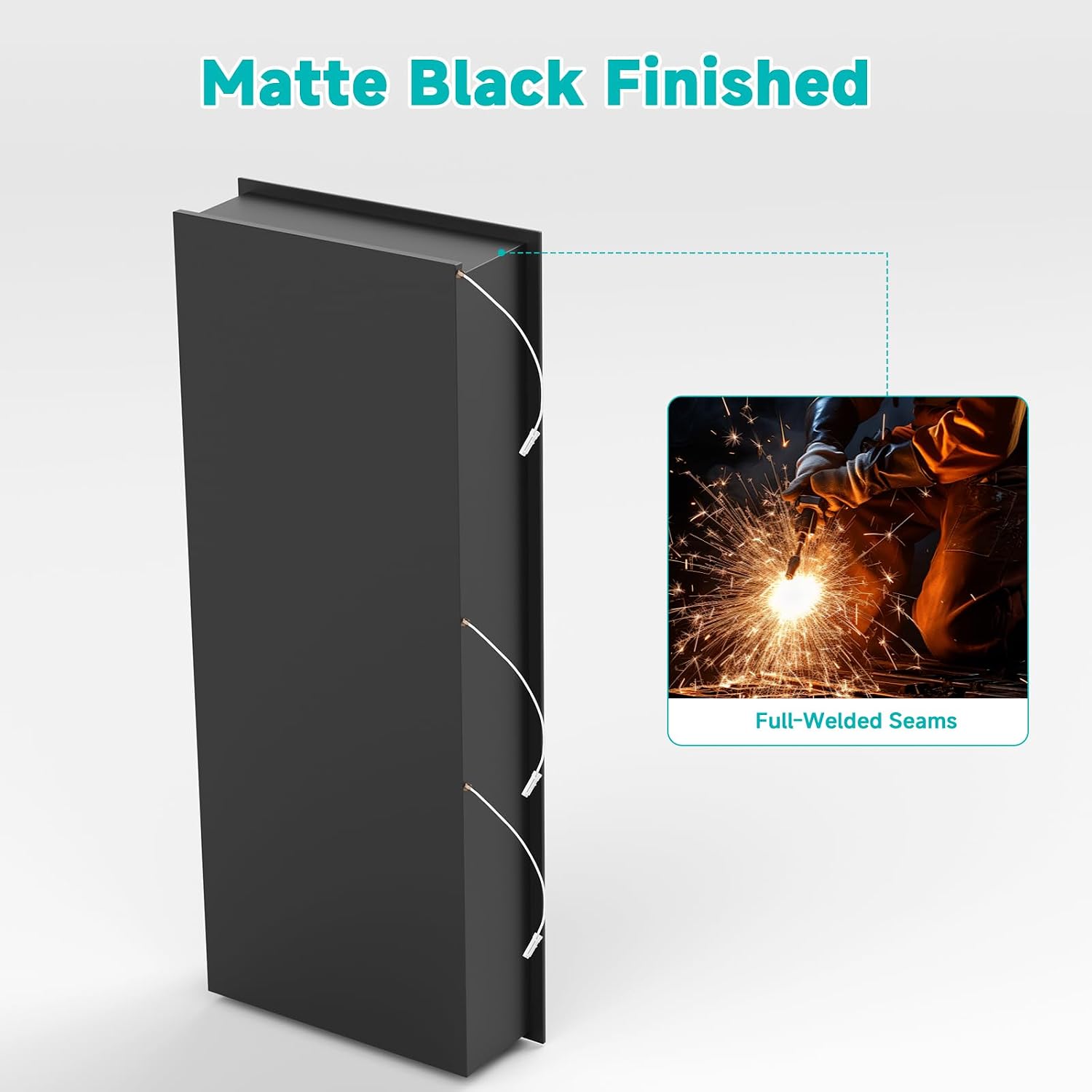 Black Stainless Steel Shower Niche with LED Lights 12' x 30' – Recessed Shower Shelf with 3-Tier Storage, Waterproof & Rustproof Bathroom Wall Niche