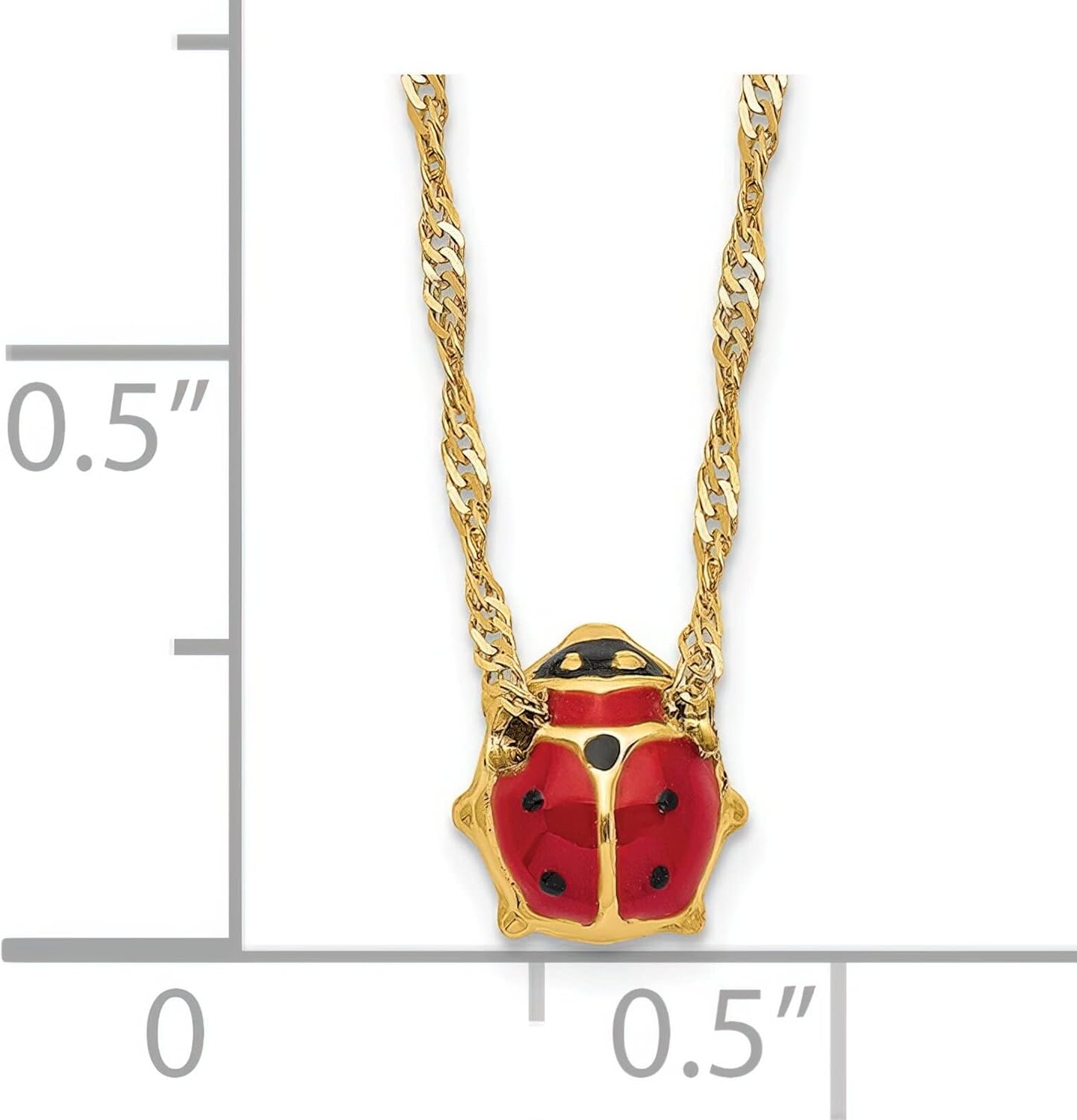 14K Yellow Gold Enameled Ladybug Necklace Jewelry