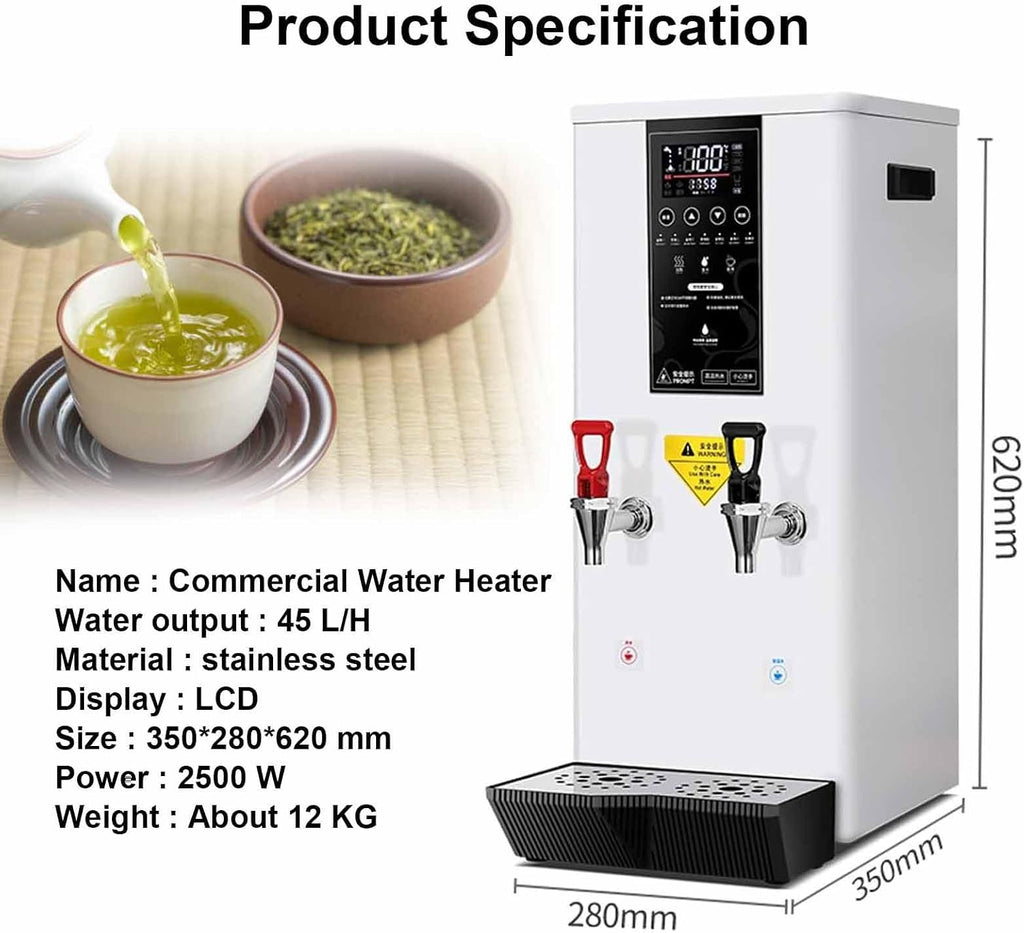 Automatic Hot Water Dispenser, Stepping Type Boiling Water Machine, Digital Temperature Control, Support Timer, Stainless Steel Water Boiler, for Offices, Coffee Shops,White