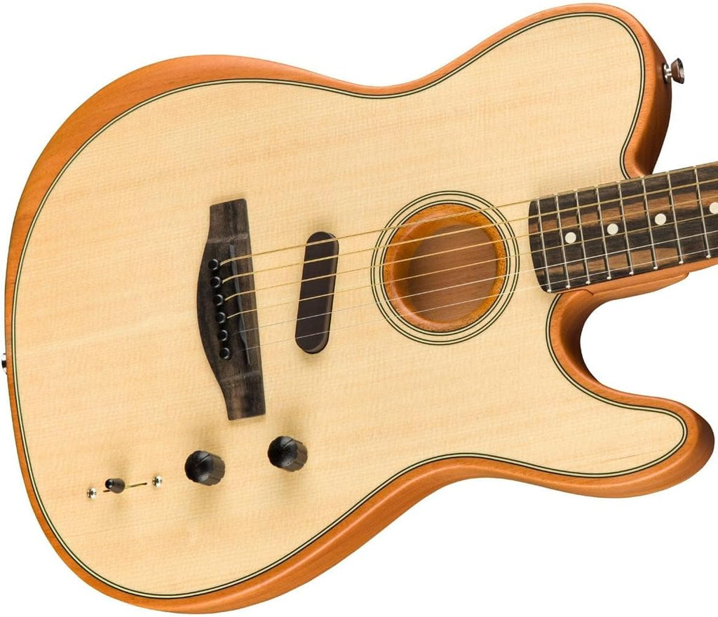 Fender American Acoustasonic Telecaster Acoustic Electric Guitar, with 2-Year Warranty, Natural, Ebony Fingerboard, with Gig Bag