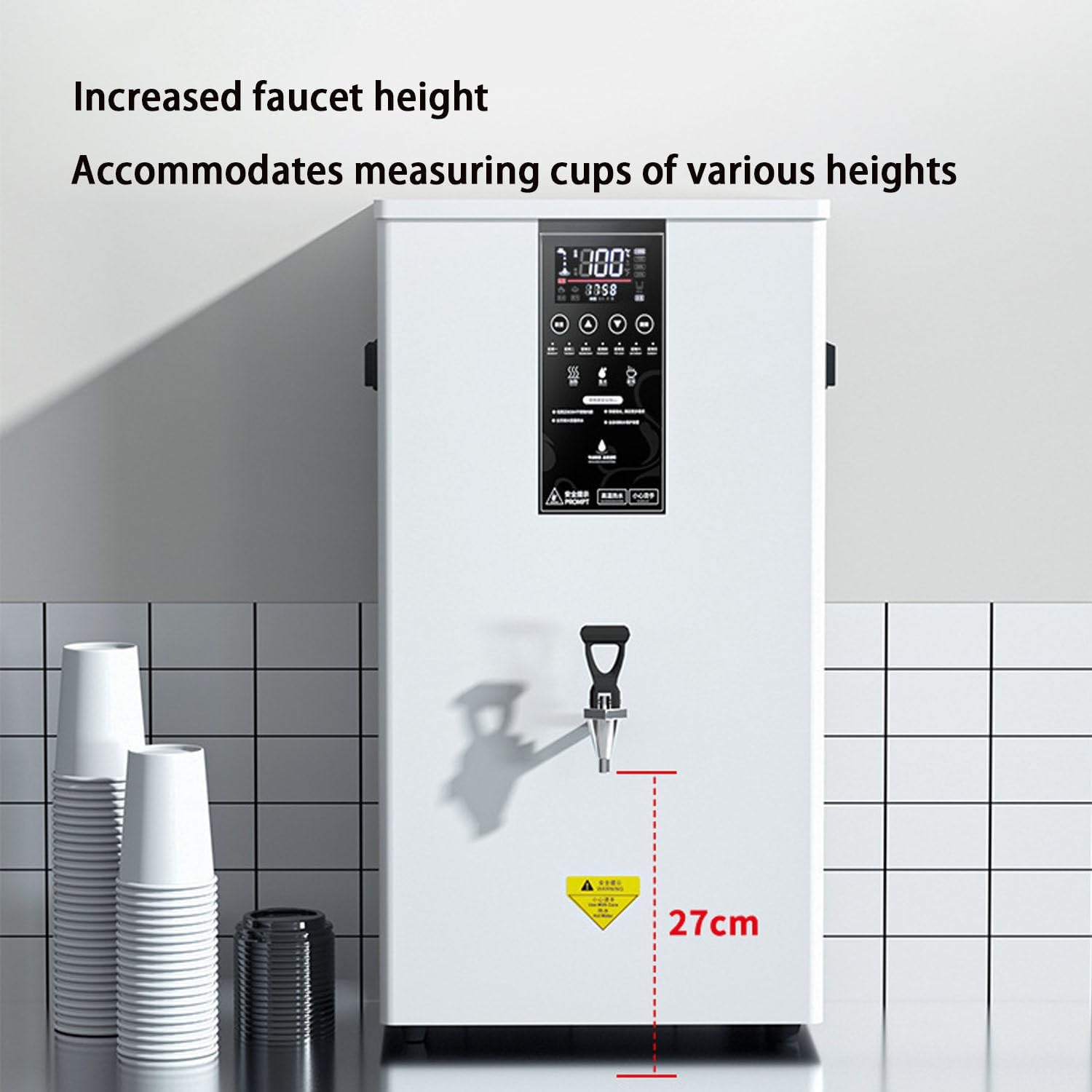 Energy-Saving Wall-Mounted Instant Hot Water Dispenser Automatic Boiler with Precise Temperature Control 104°F-212°F,Large Capacity for Offices,Canteens,Cafes White-60L