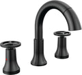 Delta Faucet Trinsic Pull Down Bathroom Faucet, Bathroom Pull Out Faucet, Black Widespread Bathroom Faucet 3 Hole Pull Down Sprayer, Bathroom Sink Faucet Magnetic Docking, Matte Black 3558-BLPD-DST