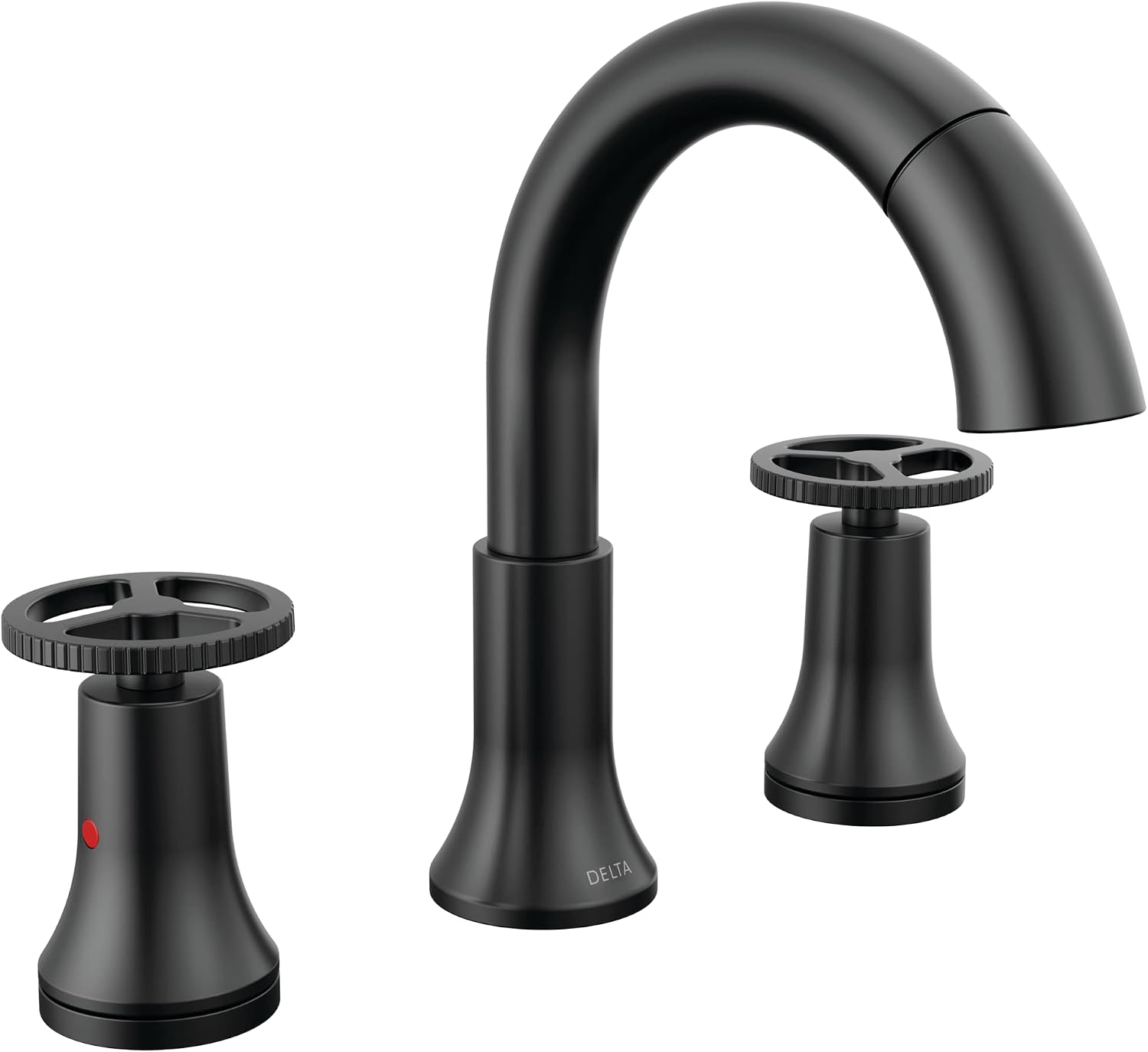 Delta Faucet Trinsic Pull Down Bathroom Faucet, Bathroom Pull Out Faucet, Black Widespread Bathroom Faucet 3 Hole Pull Down Sprayer, Bathroom Sink Faucet Magnetic Docking, Matte Black 3558-BLPD-DST