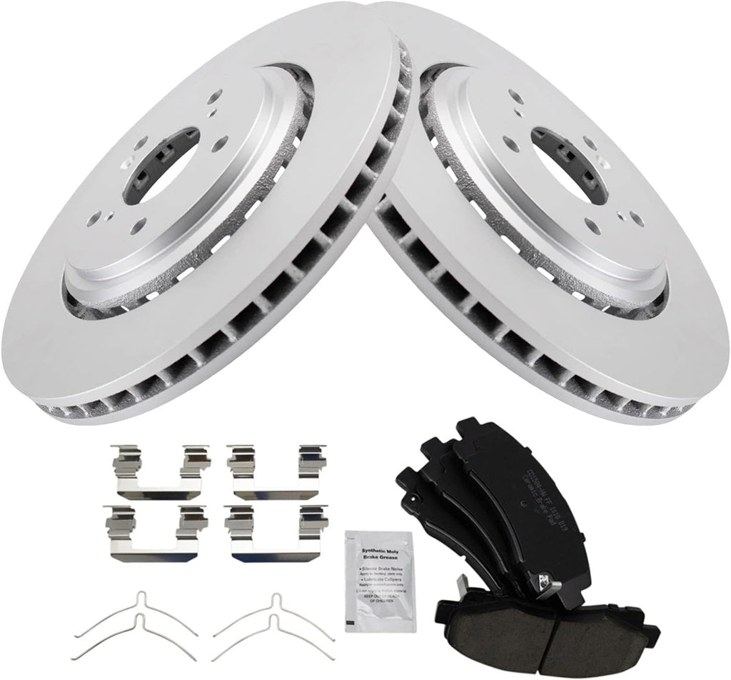 TRQ Front Brake Pad and Rotor Set Ceramic G Coated Vented Rotors Compatible with 2015-2020 Acura TLX