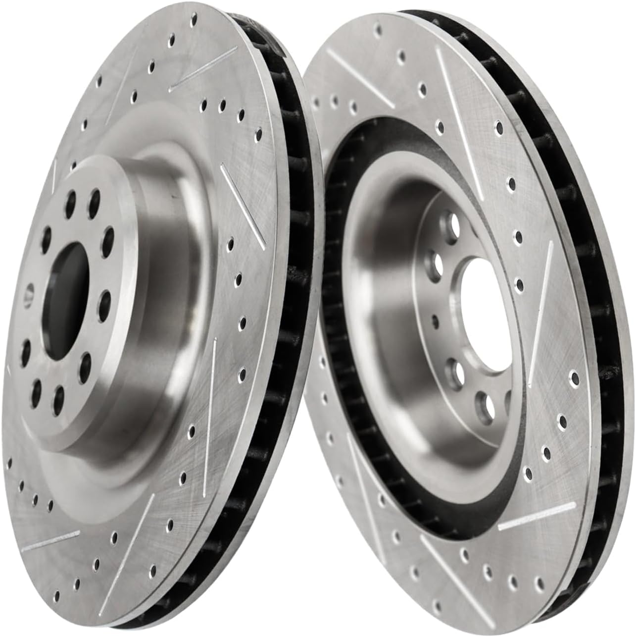 Detroit Axle - 8pc Brake Kit for 2016 Tesla Model S, Drilled and Slotted Disc Brake Rotors Ceramic Brakes Pads with Hardware Replacement: 13.98' inch Front and 14.37' inch Rear Rotor