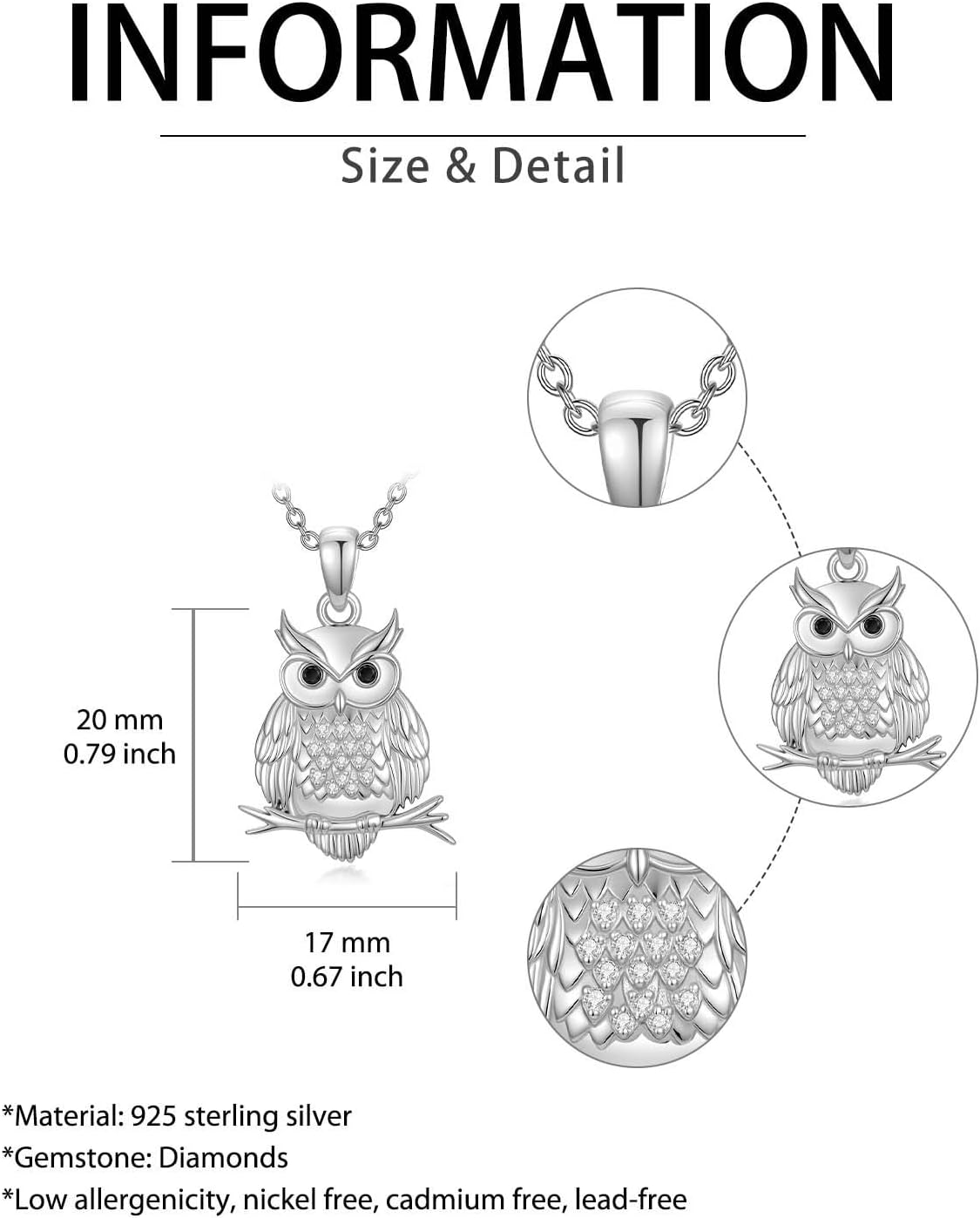 ZBA Natural Diamond Animal Necklaces for Women, 18k Gold Plated 925 Sterling Sliver Fine Jewelry Meaningful Gifts (Color F-G/Clarity I1-I2)