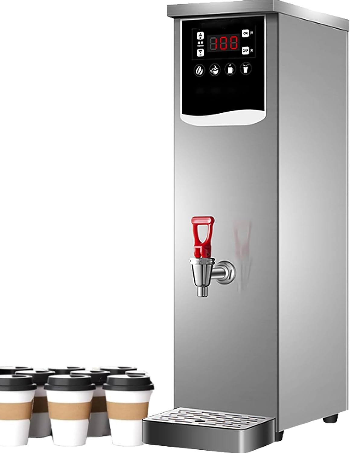 Step-Heating Commercial Hot Water Dispenser, Countertop Hot Water Dispenser Electric Commercial Boiling Water Machine, for Tea Coffee Shop Dessert Silver