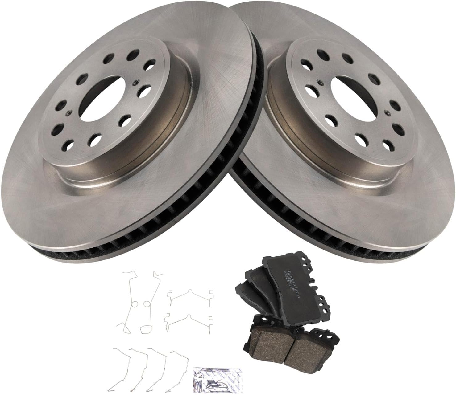 TRQ Front Brake Pad and Rotor Set Ceramic Vented Rotors Compatible with 2007-2017 Lexus LS460