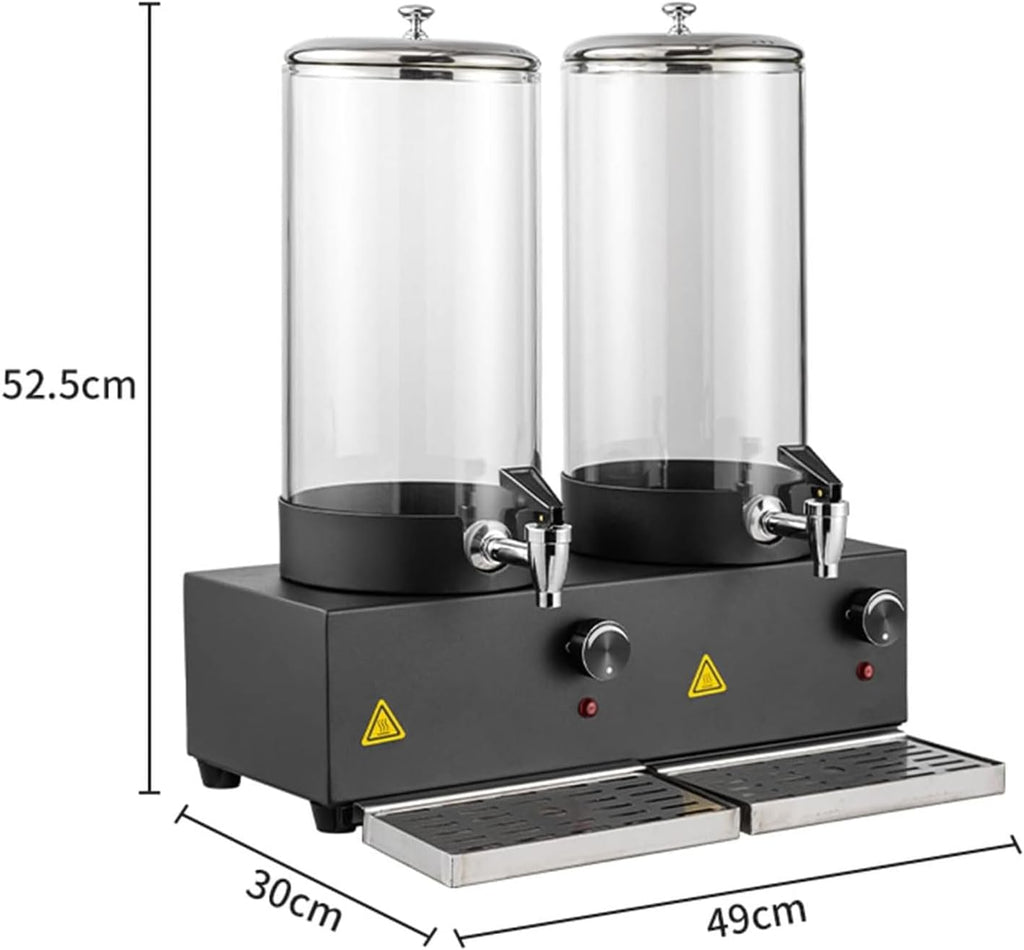 Commercial Heating Juice Dispenser, 7LX2 Electric Hot Water Insulation Bucket with 30-85℃ Temperature Adjustment, Stainless Steel Beverage Machine for Coffee, Milk, Wine,