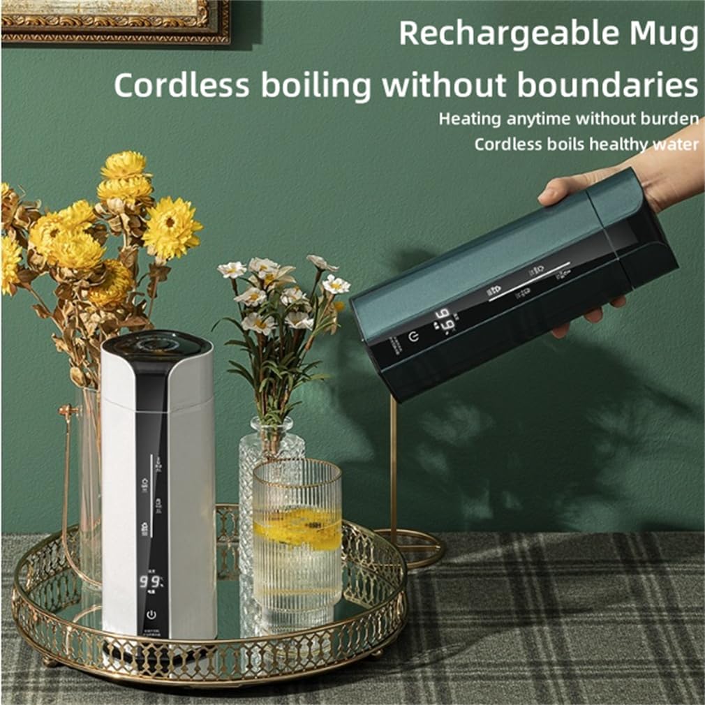 350 ML Portable Travel Electric Kettle, Personal Hot Water Boiler 304 Stainless Steel, Four-Speed Temperature Control, Electric Water Kettle,White
