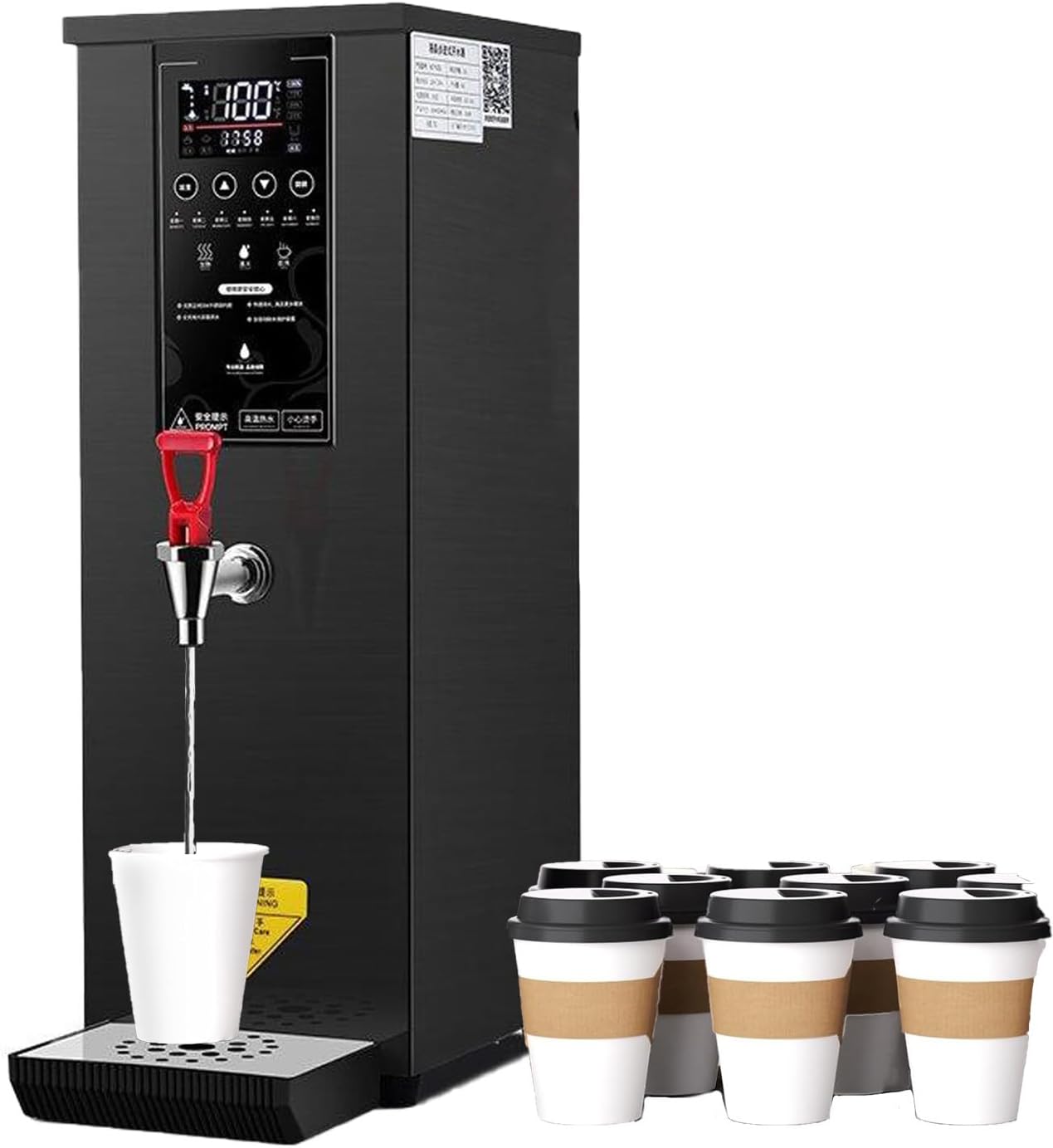Water Dispenser, Commercial Water Boiler 3000W with Stainless Steel Heating Tube, 60L/H Step-by-Step Fast Heating Electric Water Warmer for Coffee Tea Restaurant Office, 25L,Black